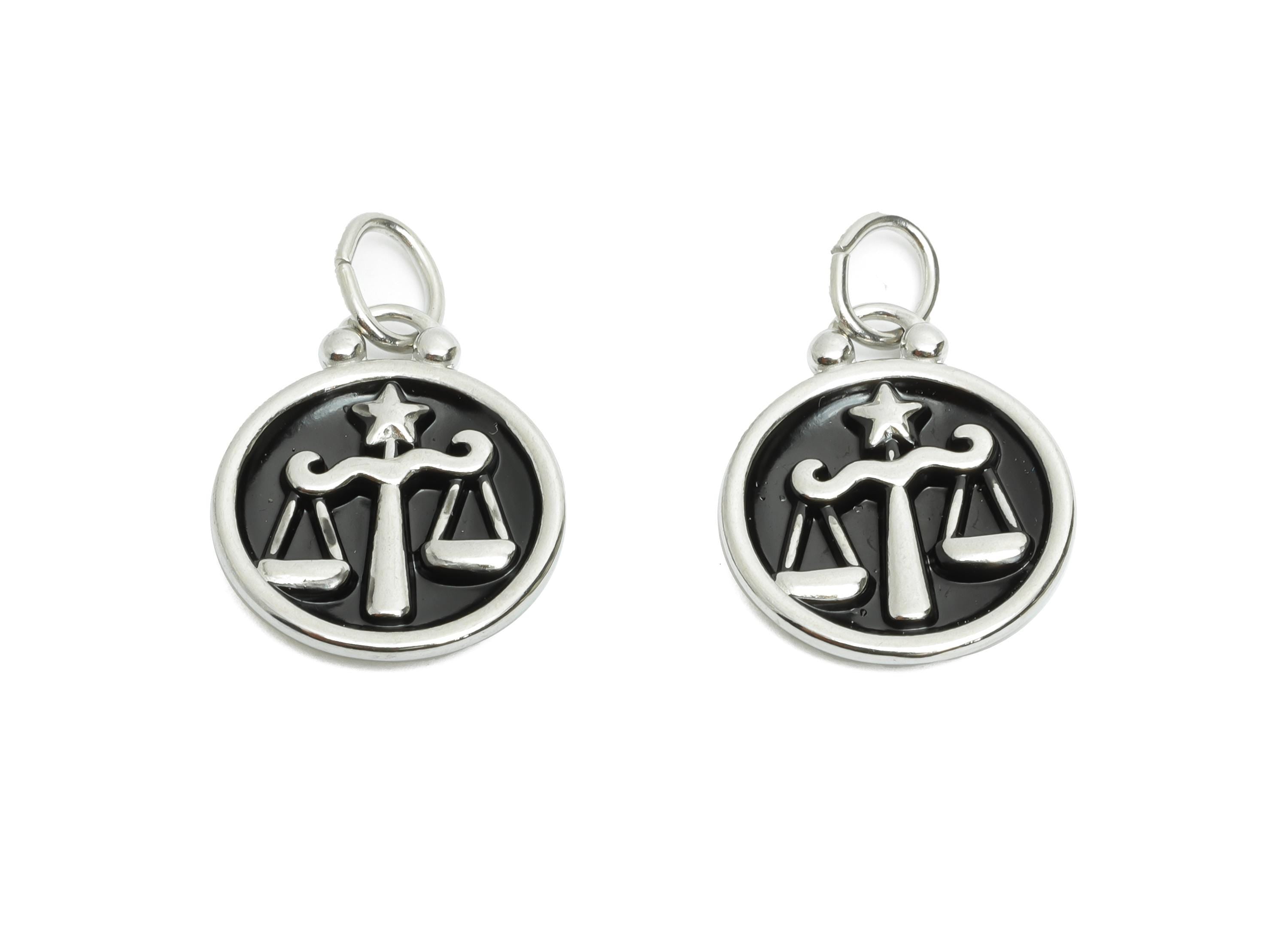 Libra Zodiac Pendant - Enamel Stainless Steel Horoscope Pendant - Scales Star Design Pendant - Modern Astrology Jewelry - 20x16x2mm - SS1561 - DOMEDBAZAAR