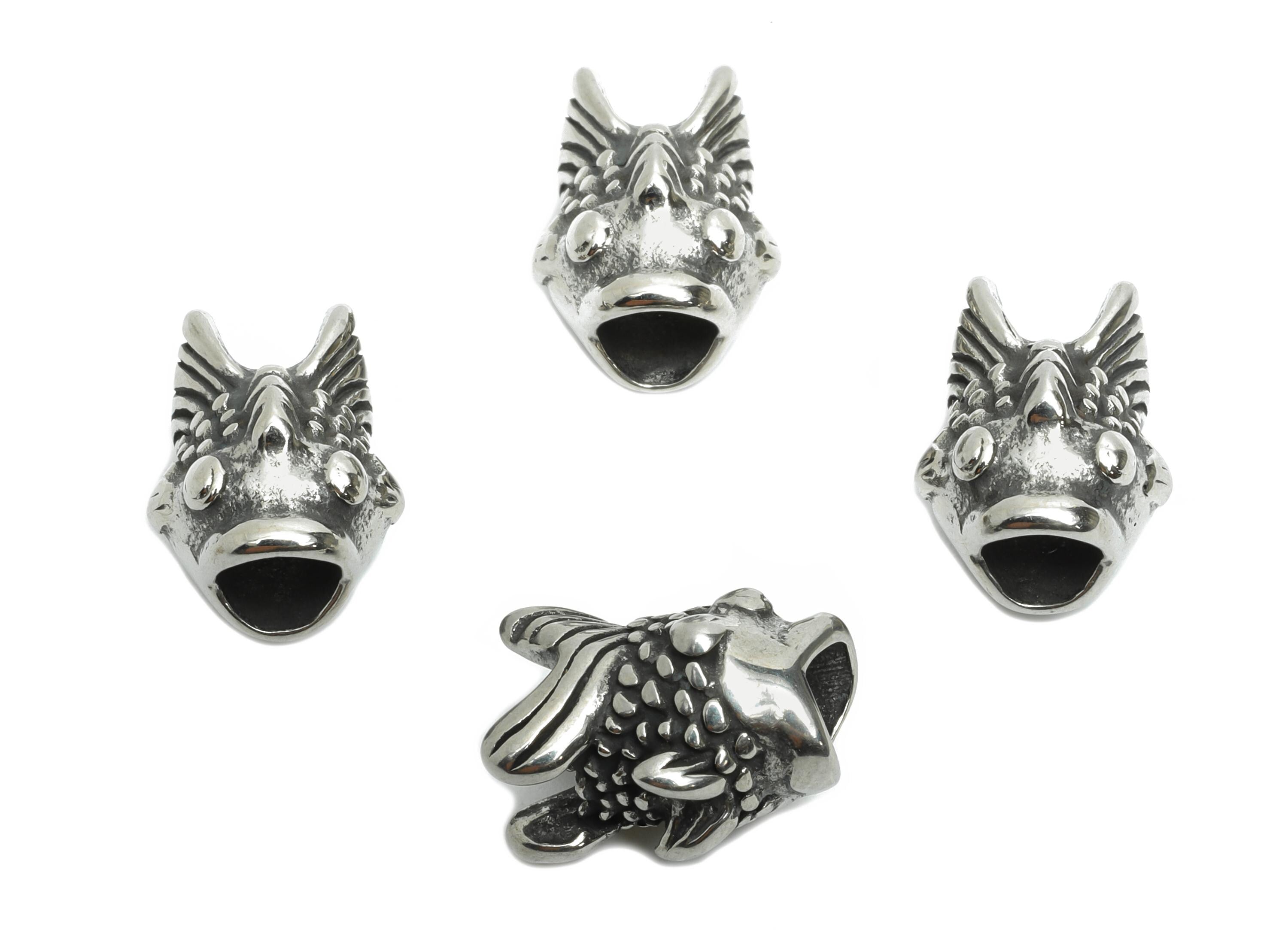 Stainless Steel Fish Bead - Fish Spacer Bead for Bracelet - 304 Stainless Steel - Marine Spacer Bead - Steel Finding - 14x10x10.6mm - SS1584 - DOMEDBAZAAR