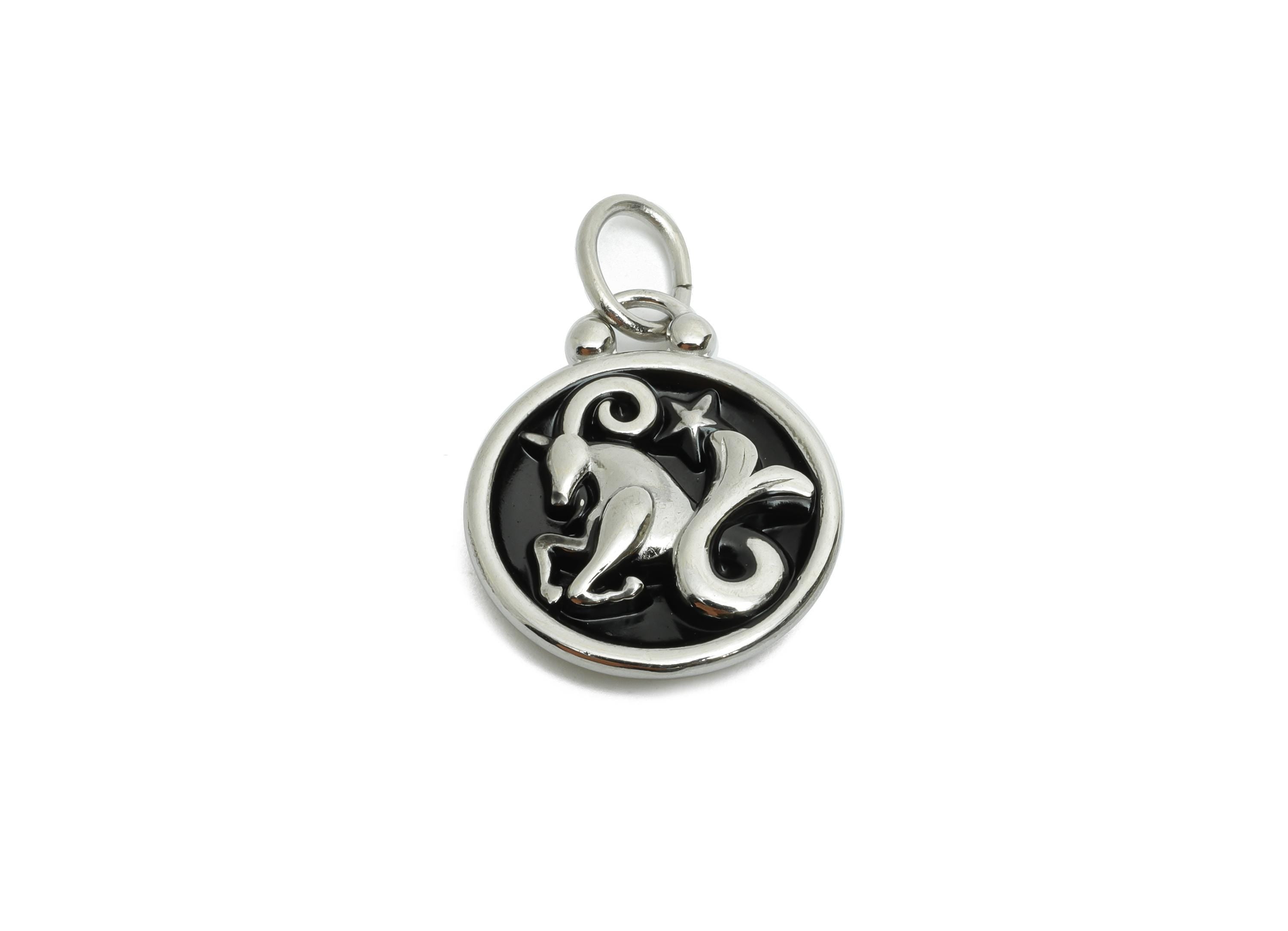 Capricorn Zodiac Pendant - Enamel Stainless Steel Horoscope Pendant - Capricorn Symbol Charm - Modern Goat Zodiac Pendant - 20x16x2mm-SS1569 - DOMEDBAZAAR