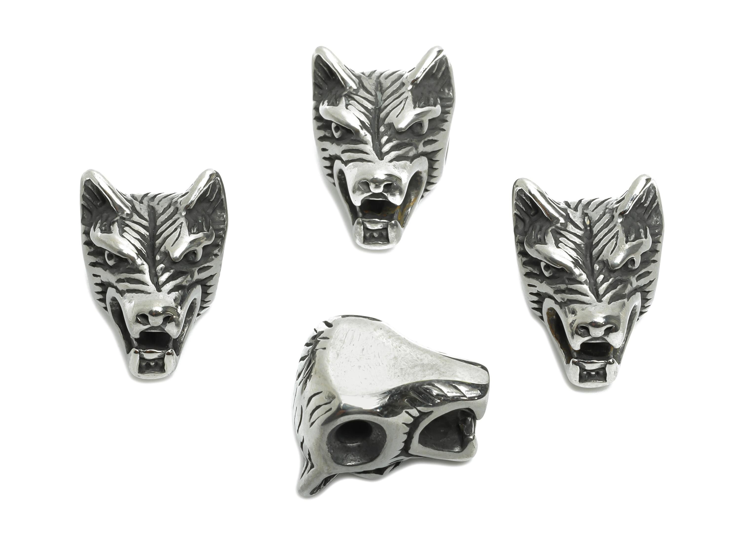 Stainless Steel Wolf Bead - Wolf Spacer Bead for Bracelet - 304 Stainless Steel - Animal Spacer Bead - Steel Finding - 14x10x11.7mm - SS1581 - DOMEDBAZAAR