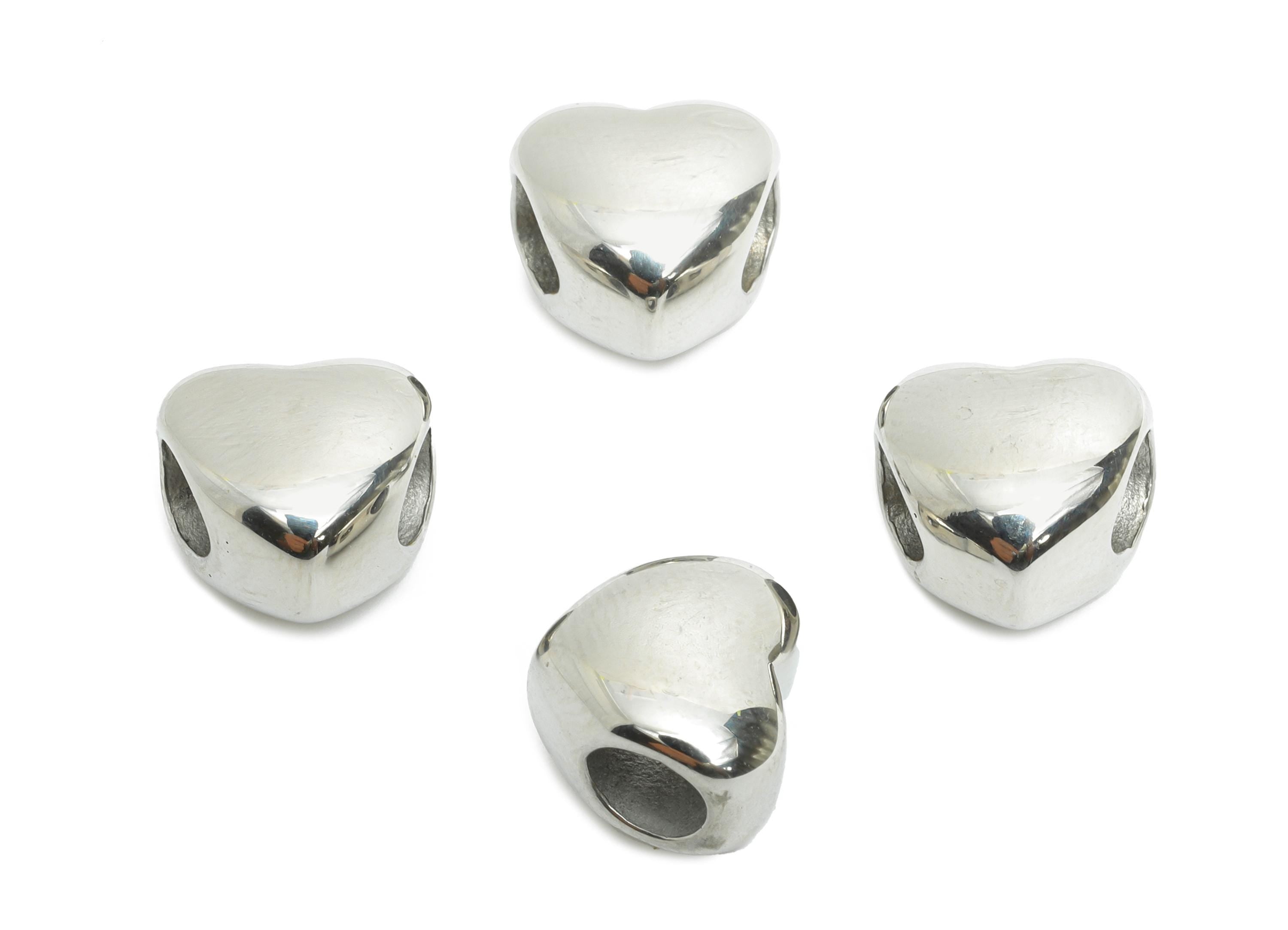 Stainless Steel Heart Bead - Heart Spacer Bead for Bracelet - 304 Stainless Steel - Minimalist Steel Spacer Beads - 10.8x11x8.45mm - SS1590 - DOMEDBAZAAR