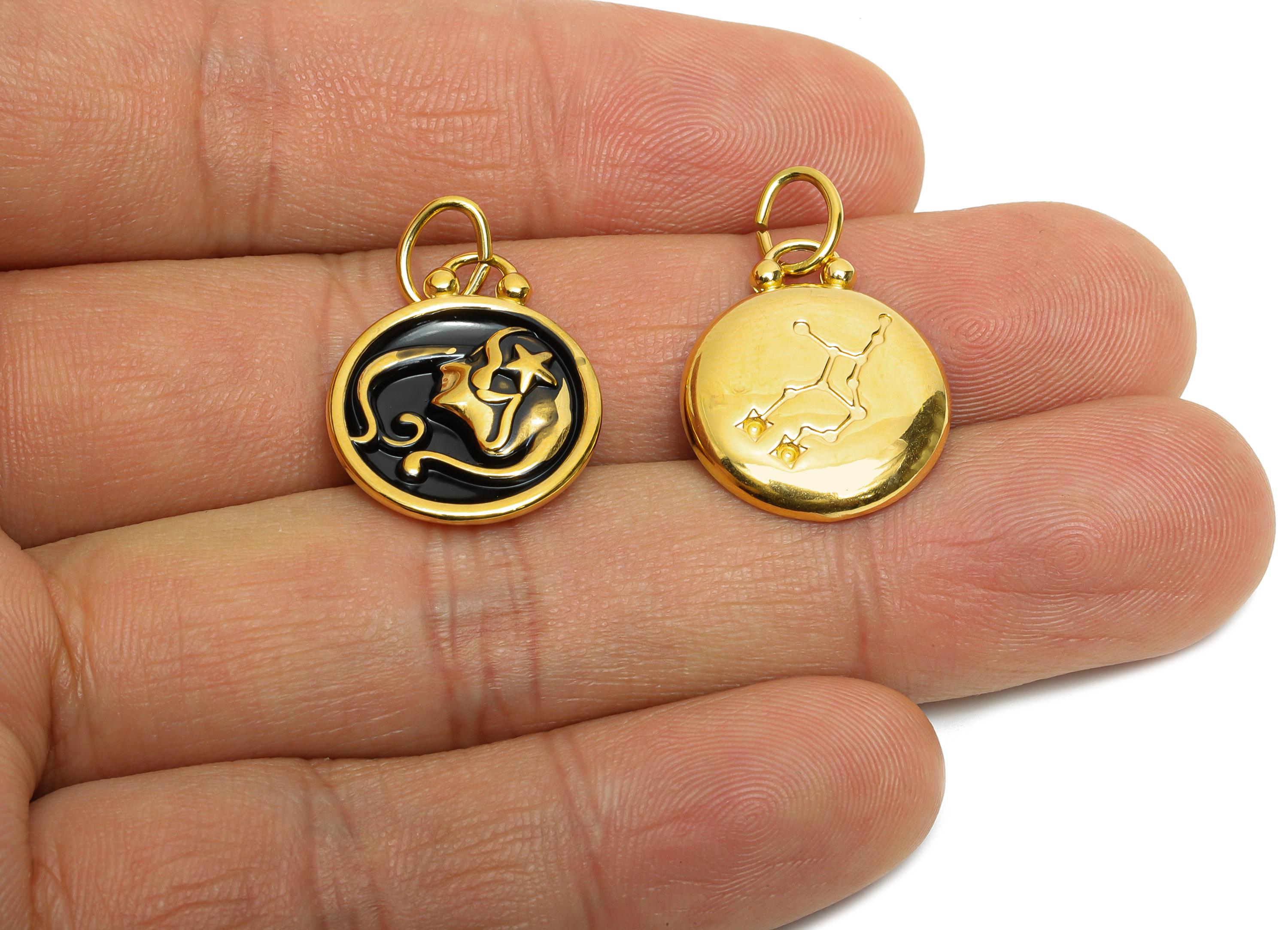 Virgo Zodiac Pendant - Enamel Stainless Steel Horoscope Pendant - Modern Stainless Steel Virgo Charm - Gold Plating - 20x16x2mm - SS1567G - DOMEDBAZAAR