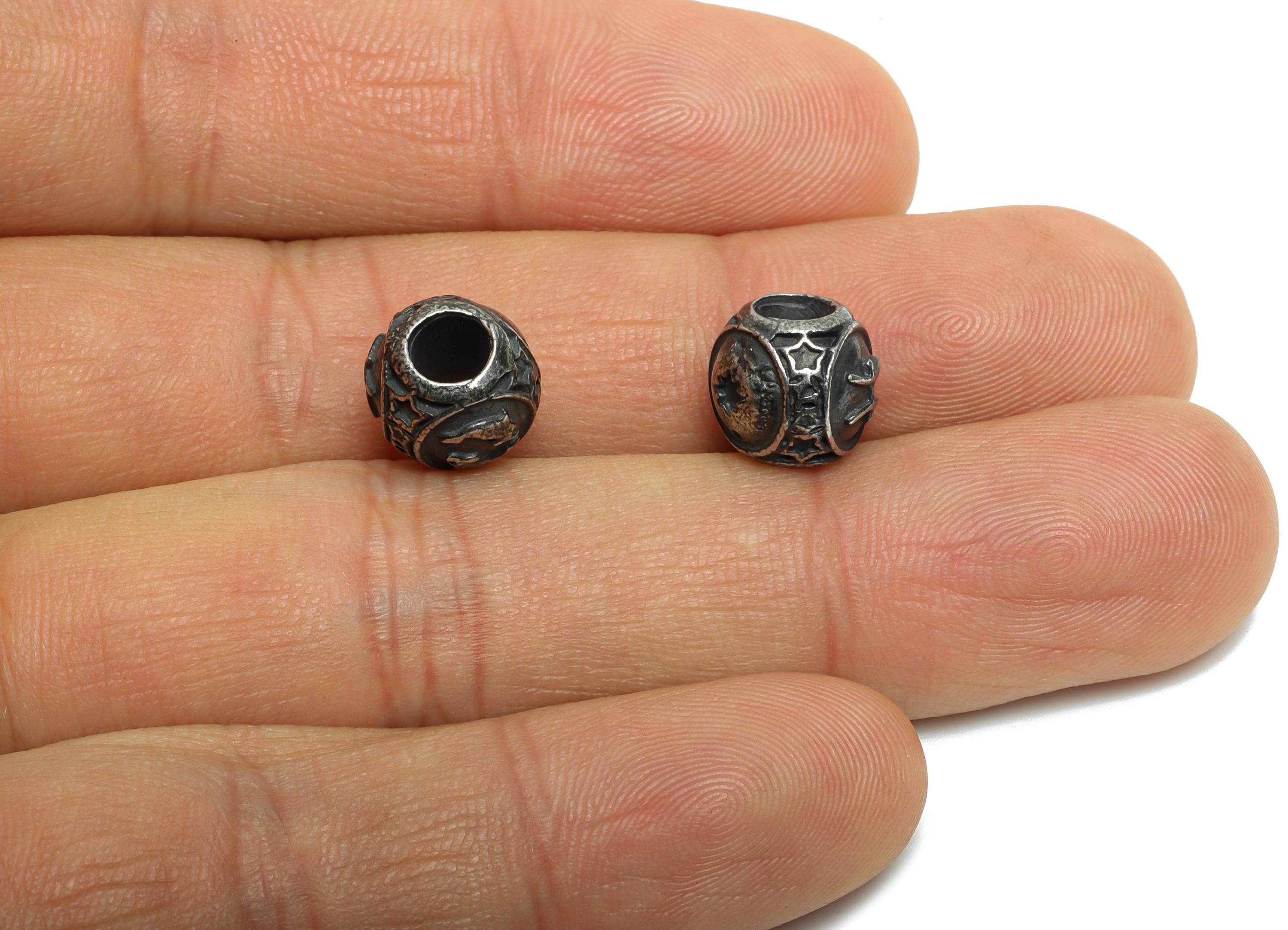 Steel Pisces Zodiac Beads - Astrology Spacer Bead for Bracelet - 304 Stainless Steel - Horoscope Steel Spacer Beads - 9x10x9.7mm - SS1560B - DOMEDBAZAAR