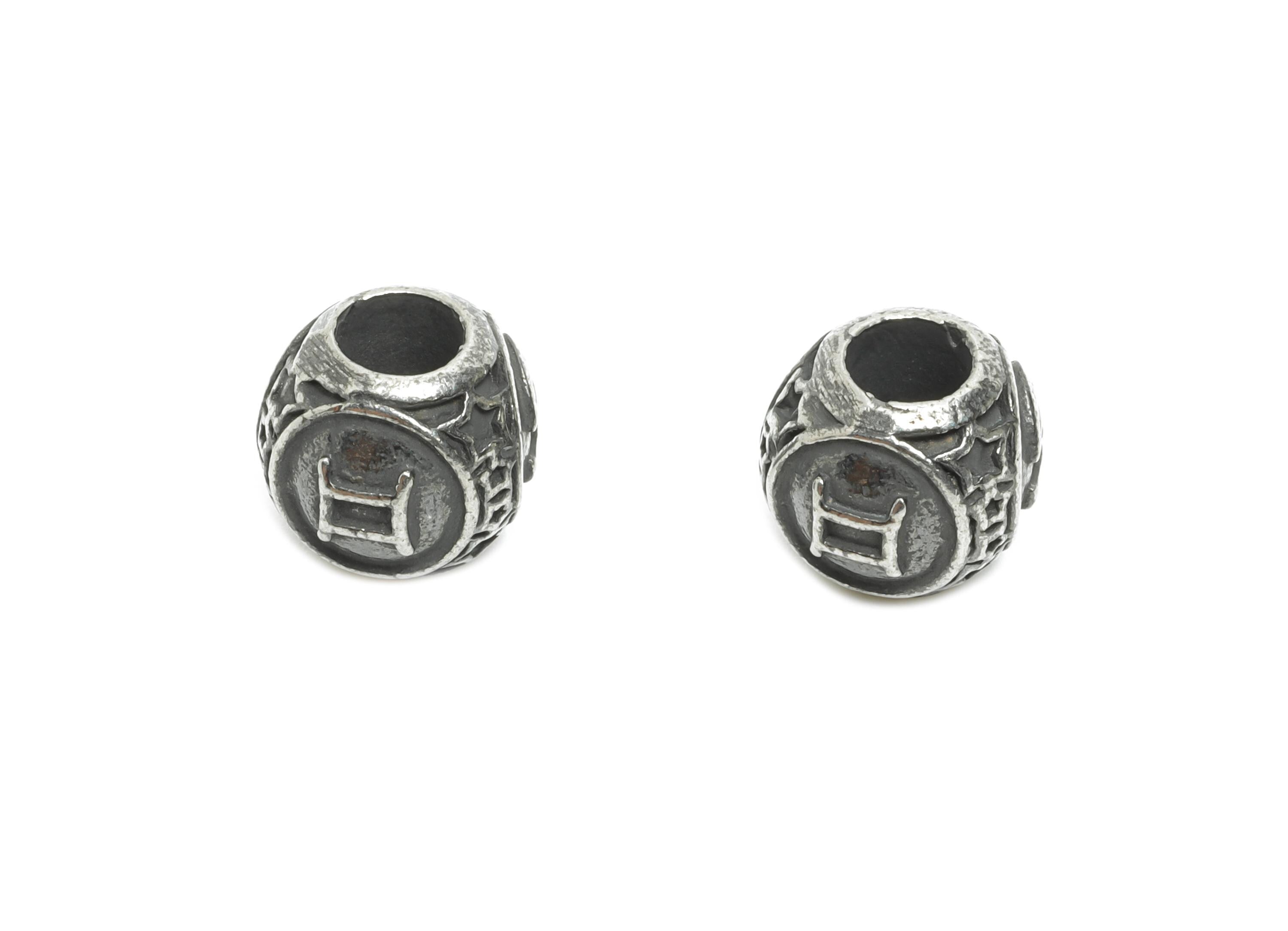 Steel Gemini Zodiac Beads - Astrology Spacer Bead for Bracelet - 304 Stainless Steel - Horoscope Steel Spacer Beads - 9x10x9.7mm - SS1560E - DOMEDBAZAAR