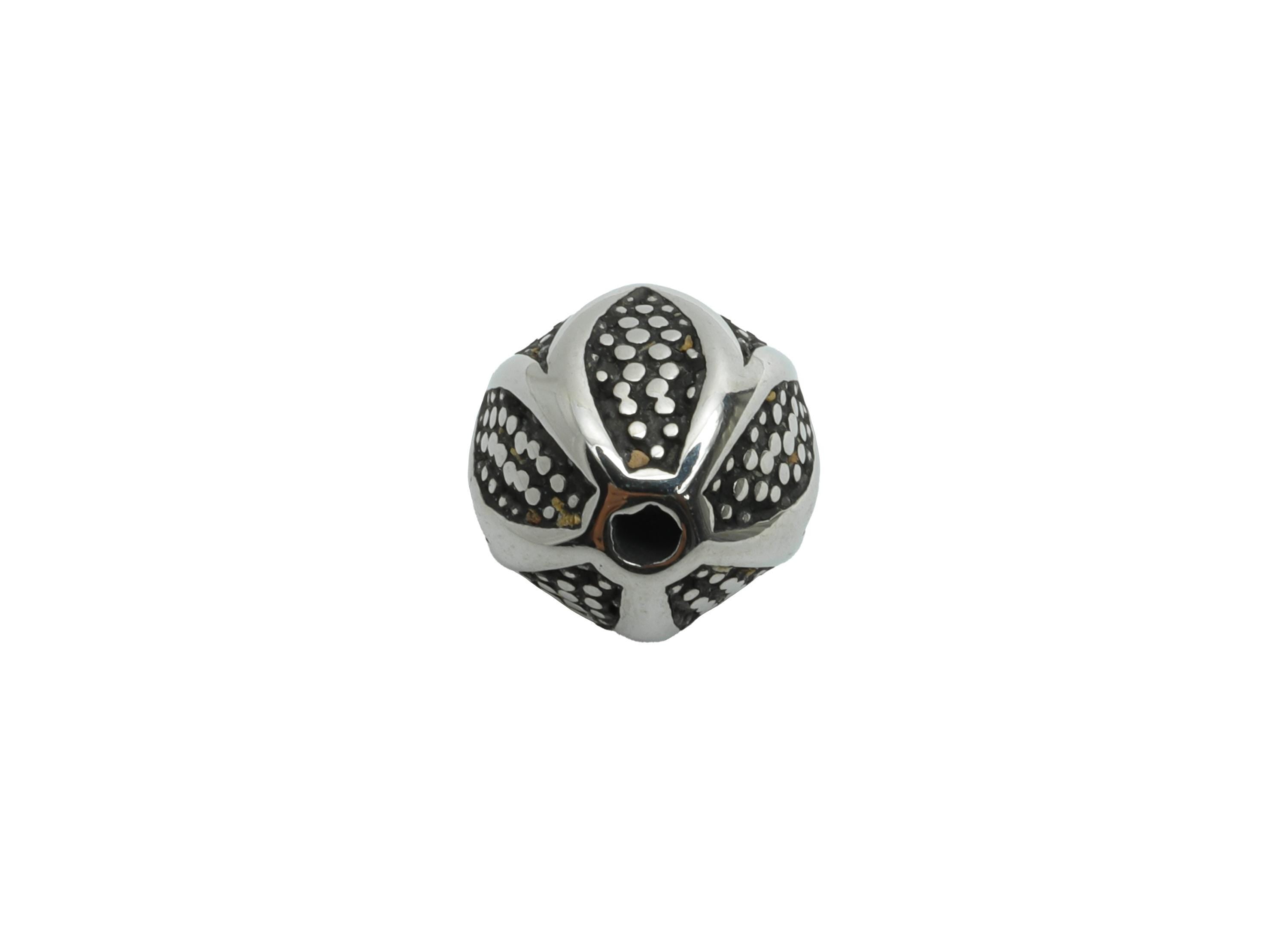 Stainless Steel Leaf Beads - Textured Spacer Bead for Bracelet - Embossed Spacer Bead - Round Spacer Beads - 9x9x9mm - SS1594 - DOMEDBAZAAR