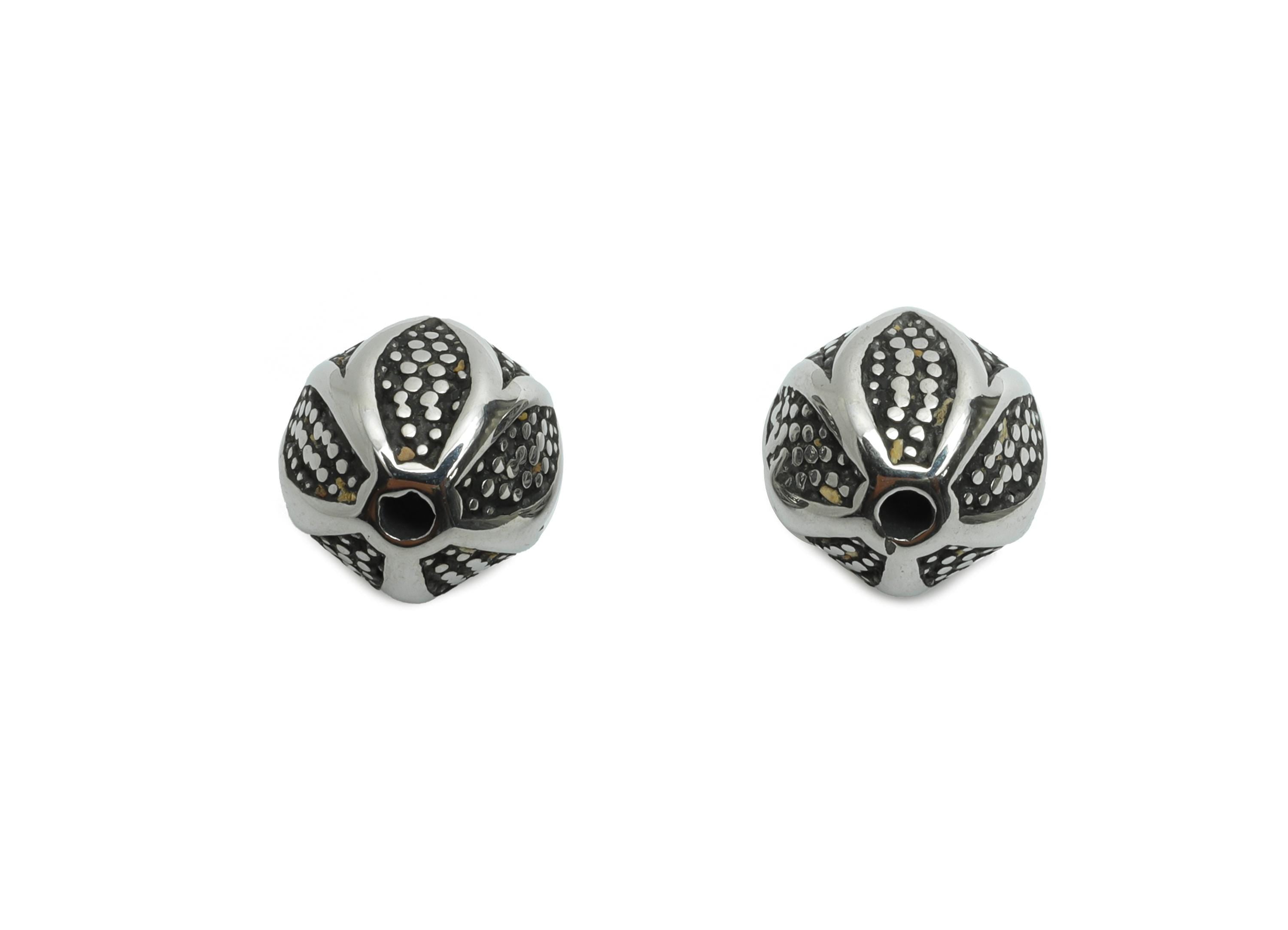 Stainless Steel Leaf Beads - Textured Spacer Bead for Bracelet - Embossed Spacer Bead - Round Spacer Beads - 9x9x9mm - SS1594 - DOMEDBAZAAR