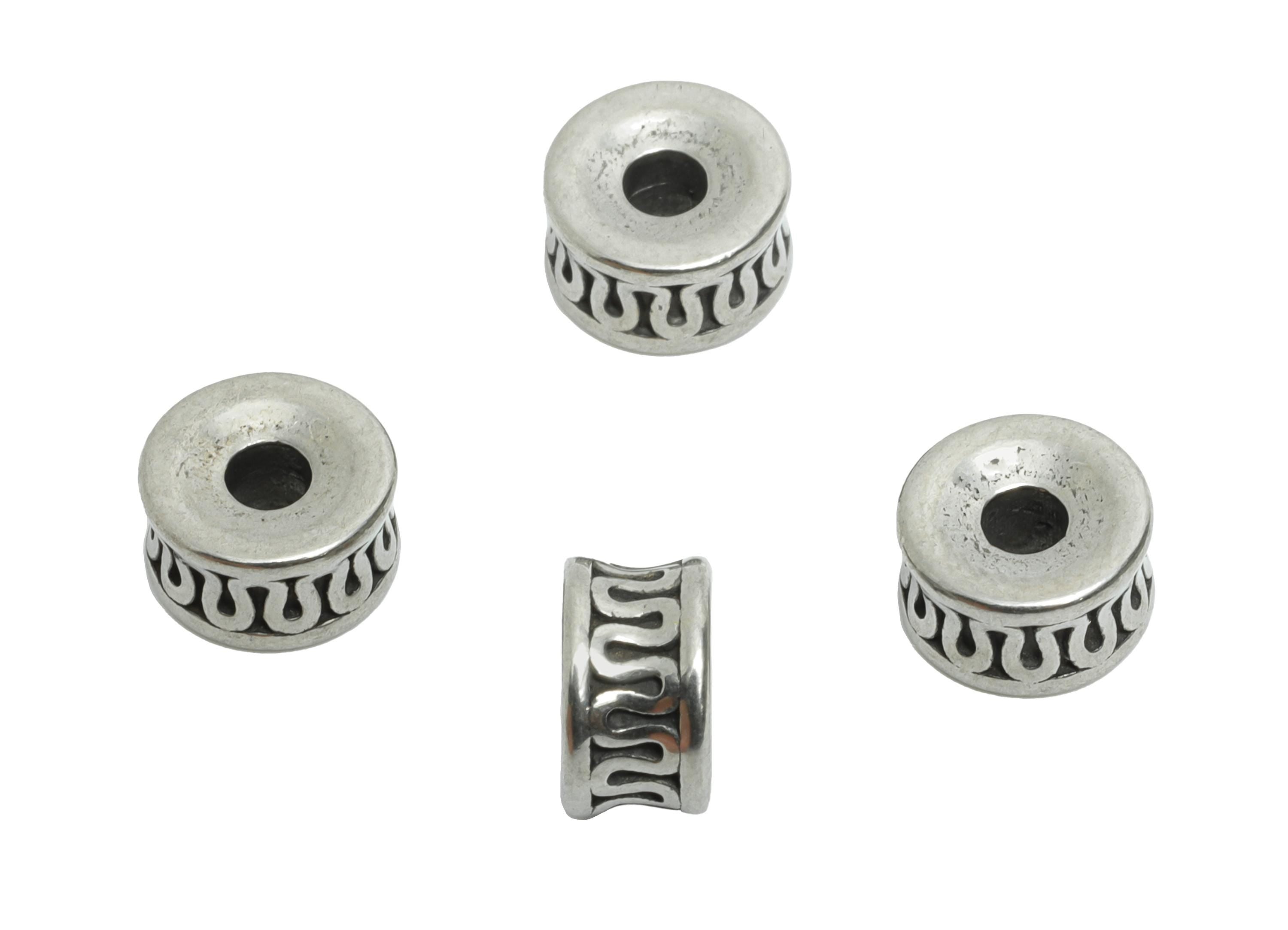 Stainless Steel Barrel Beads - Vintage Spacer Bead for Bracelet - Hollow Cylinder Jewelry Beads - Detailed Spacer Beads - 7x7x4.4mm - SS1600 - DOMEDBAZAAR