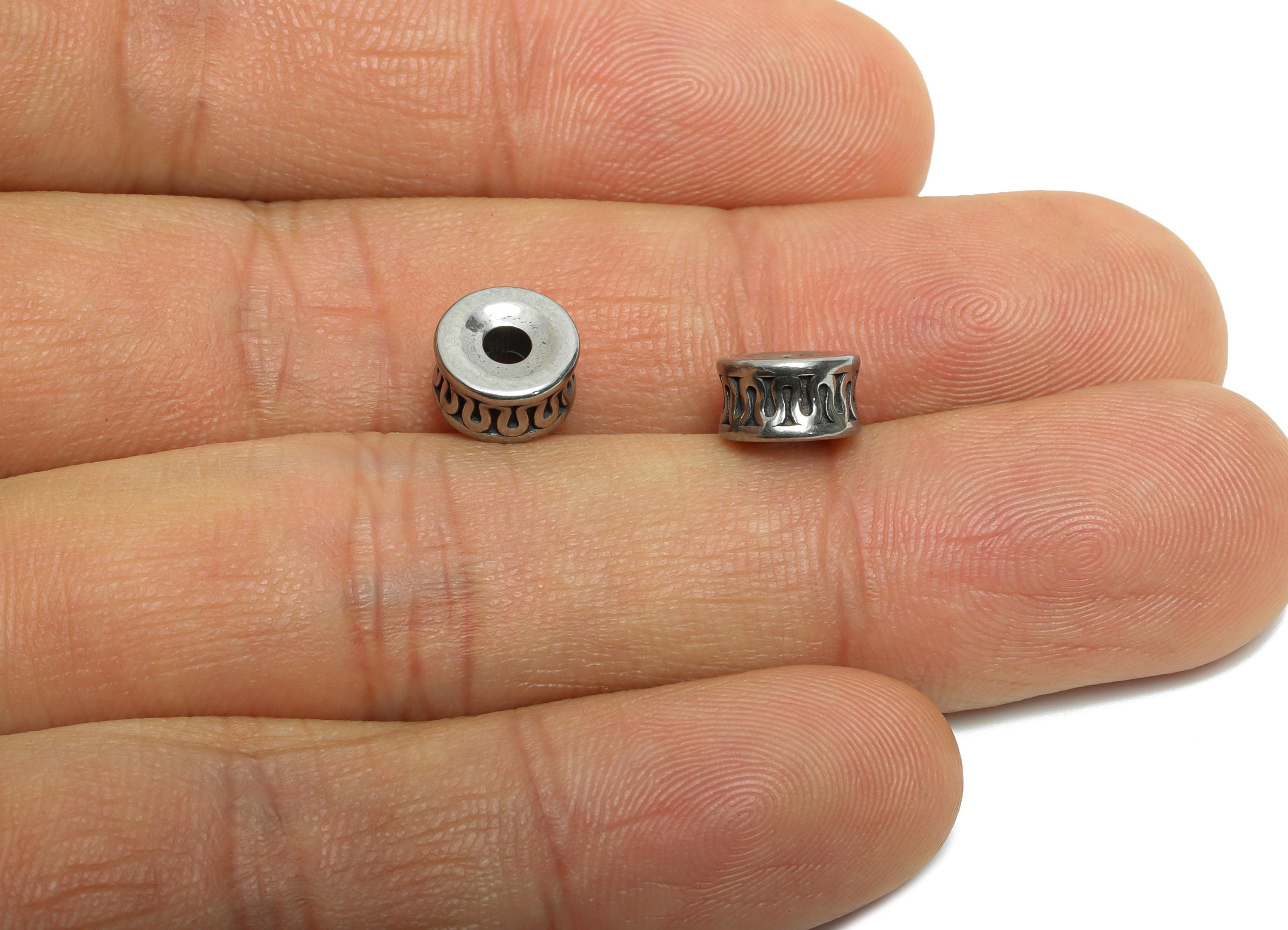 Stainless Steel Barrel Beads - Vintage Spacer Bead for Bracelet - Hollow Cylinder Jewelry Beads - Detailed Spacer Beads - 7x7x4.4mm - SS1600 - DOMEDBAZAAR
