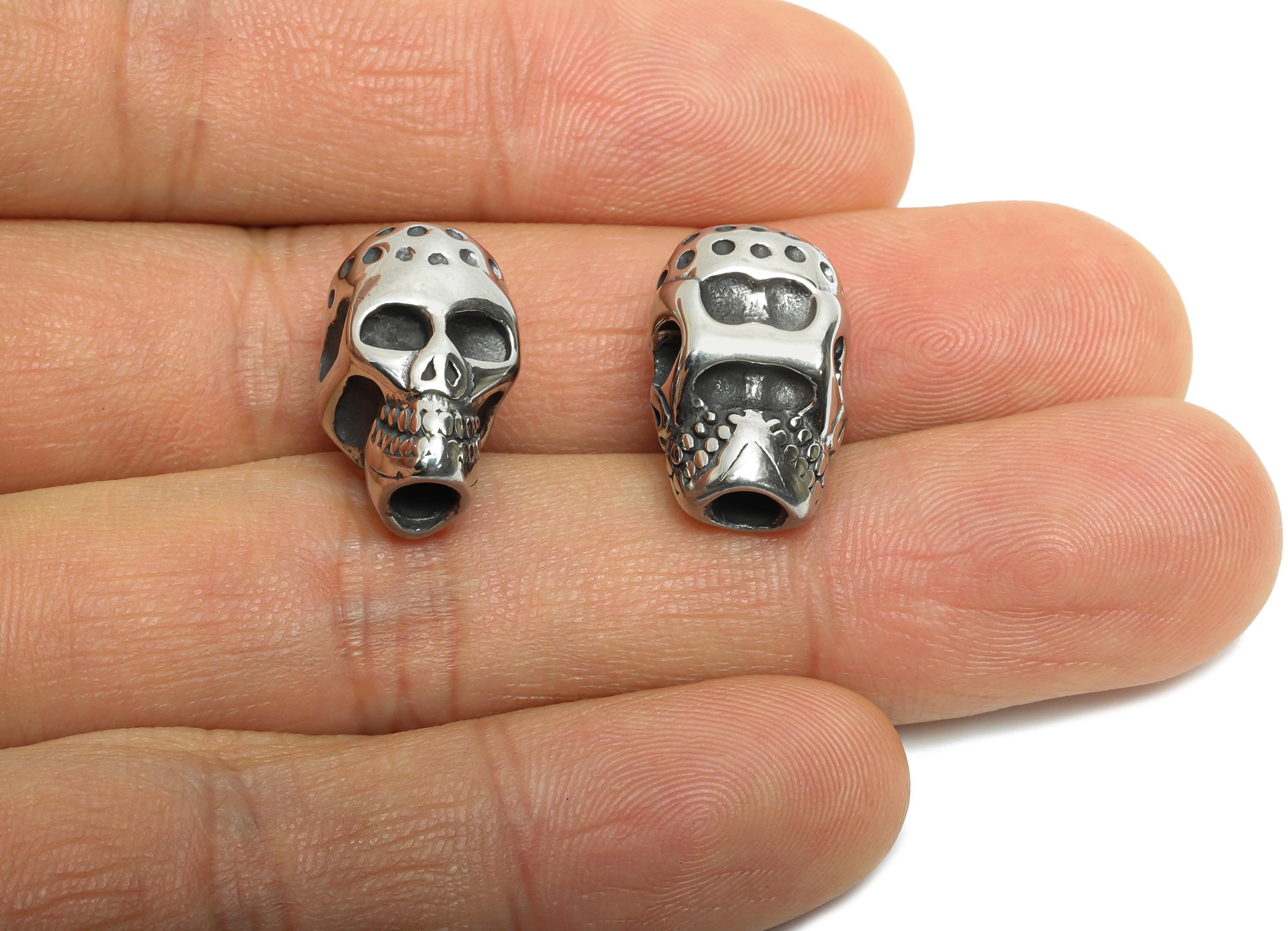 Steel Skull Bead - Skull Spacer Bead for Bracelet - 304 Stainless Steel - Punk Style Charm - Halloween Jewelry - 17.35x10.42x11.4mm - SS1576 - DOMEDBAZAAR