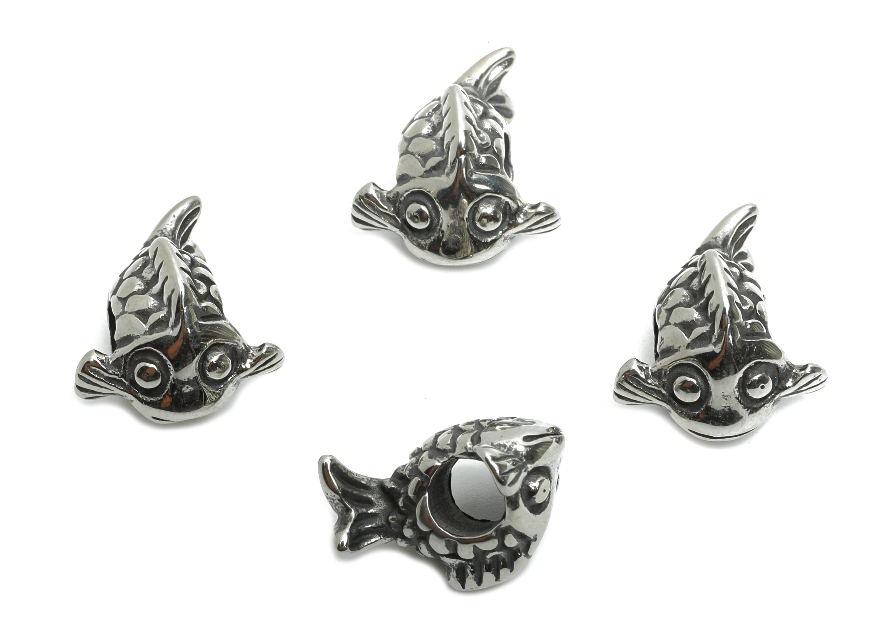 Stainless Steel Koi Fish Bead - Fish Spacer Bead for Bracelet - 304 Stainless Steel - Marine Spacer Bead - Steel Finding -16x14x10mm -SS1589 - DOMEDBAZAAR