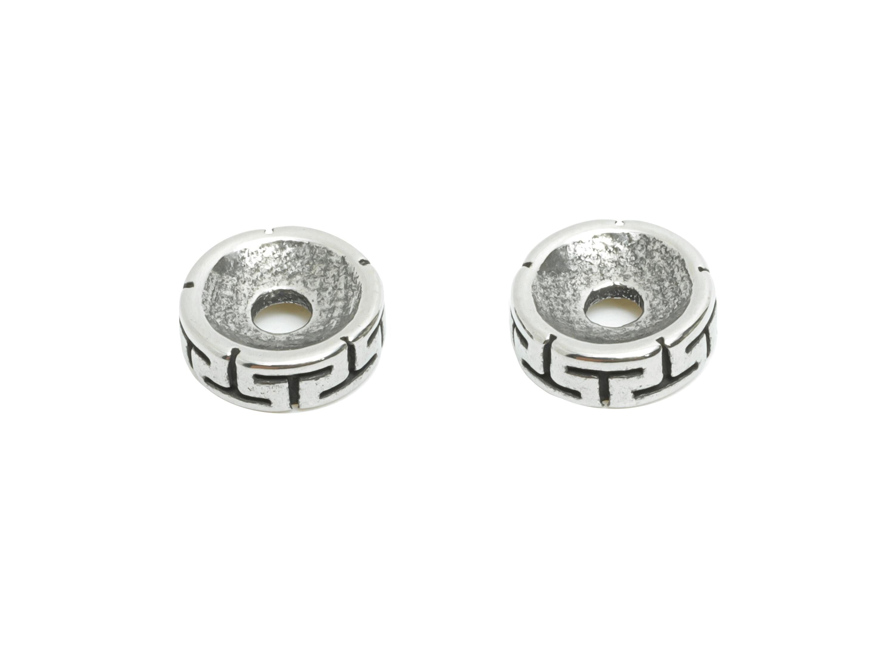 Stainless Steel Geometric Bead - Vintage Spacer Bead for Bracelet - Handcrafted Metal Bead - DIY Jewelry Space Beads - 8x8.25x2mm - SS1598 - DOMEDBAZAAR