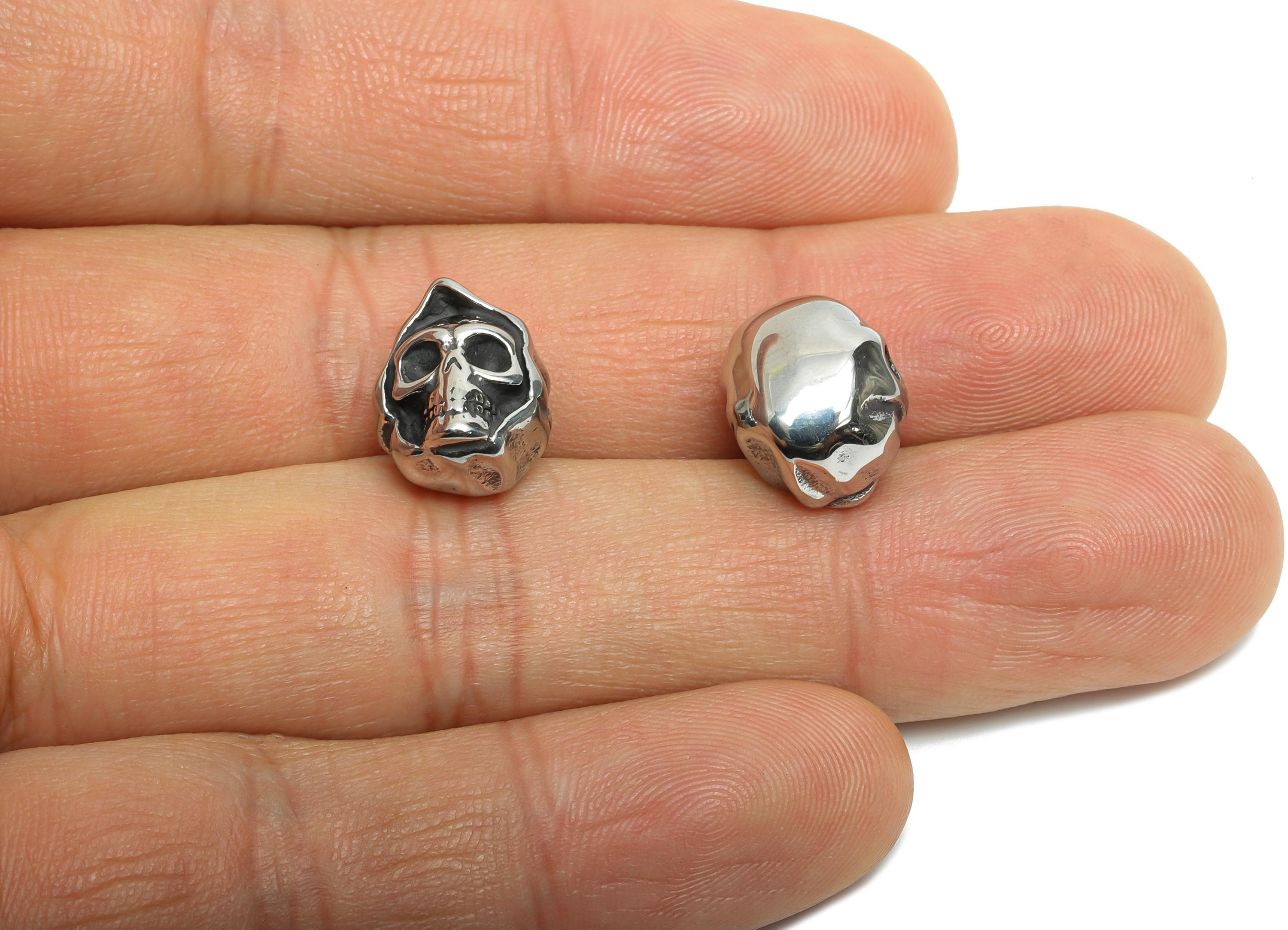 Steel Skull Bead - Skull Spacer Bead for Bracelet - Halloween Skull Bead - Punk Style Charm - Dark Aesthetic Beads - 13x10x9.15mm - SS1578 - DOMEDBAZAAR