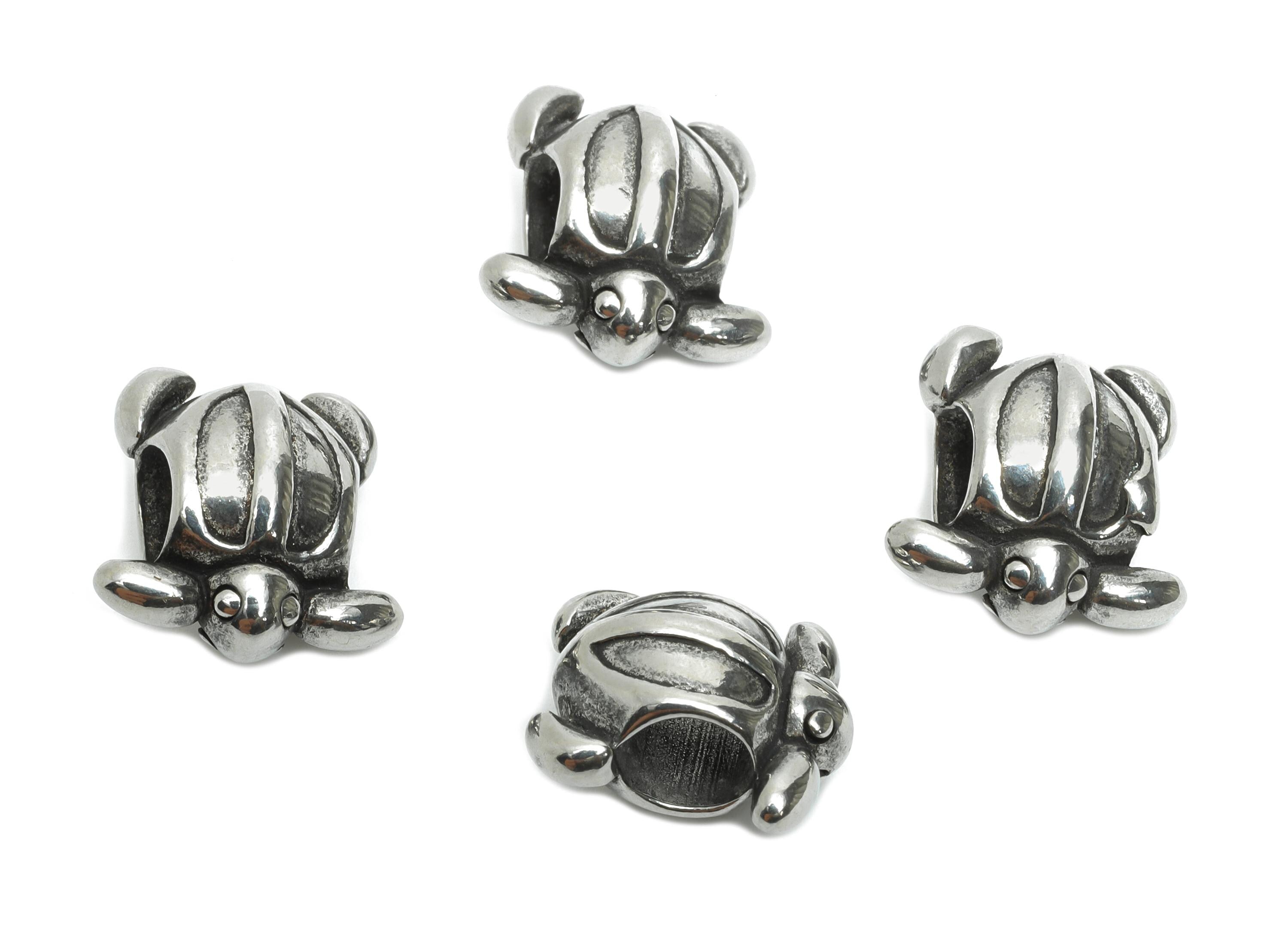 Stainless Steel Turtle Bead - Turtle Spacer Bead for Bracelet - 304 Stainless Steel - Marine Steel Spacer Bead - 14.65x14.58x9.58mm -SS1588 - DOMEDBAZAAR