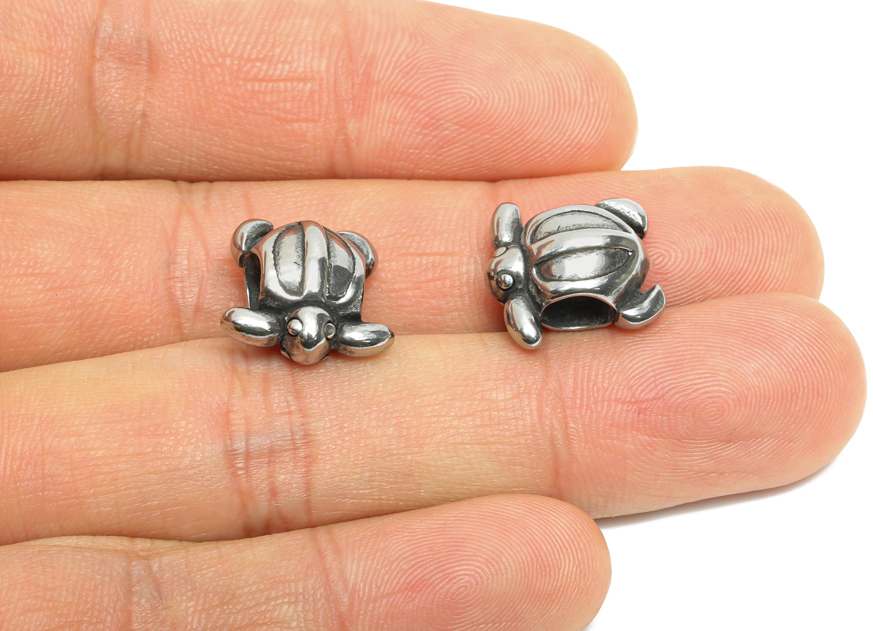 Stainless Steel Turtle Bead - Turtle Spacer Bead for Bracelet - 304 Stainless Steel - Marine Steel Spacer Bead - 14.65x14.58x9.58mm -SS1588 - DOMEDBAZAAR