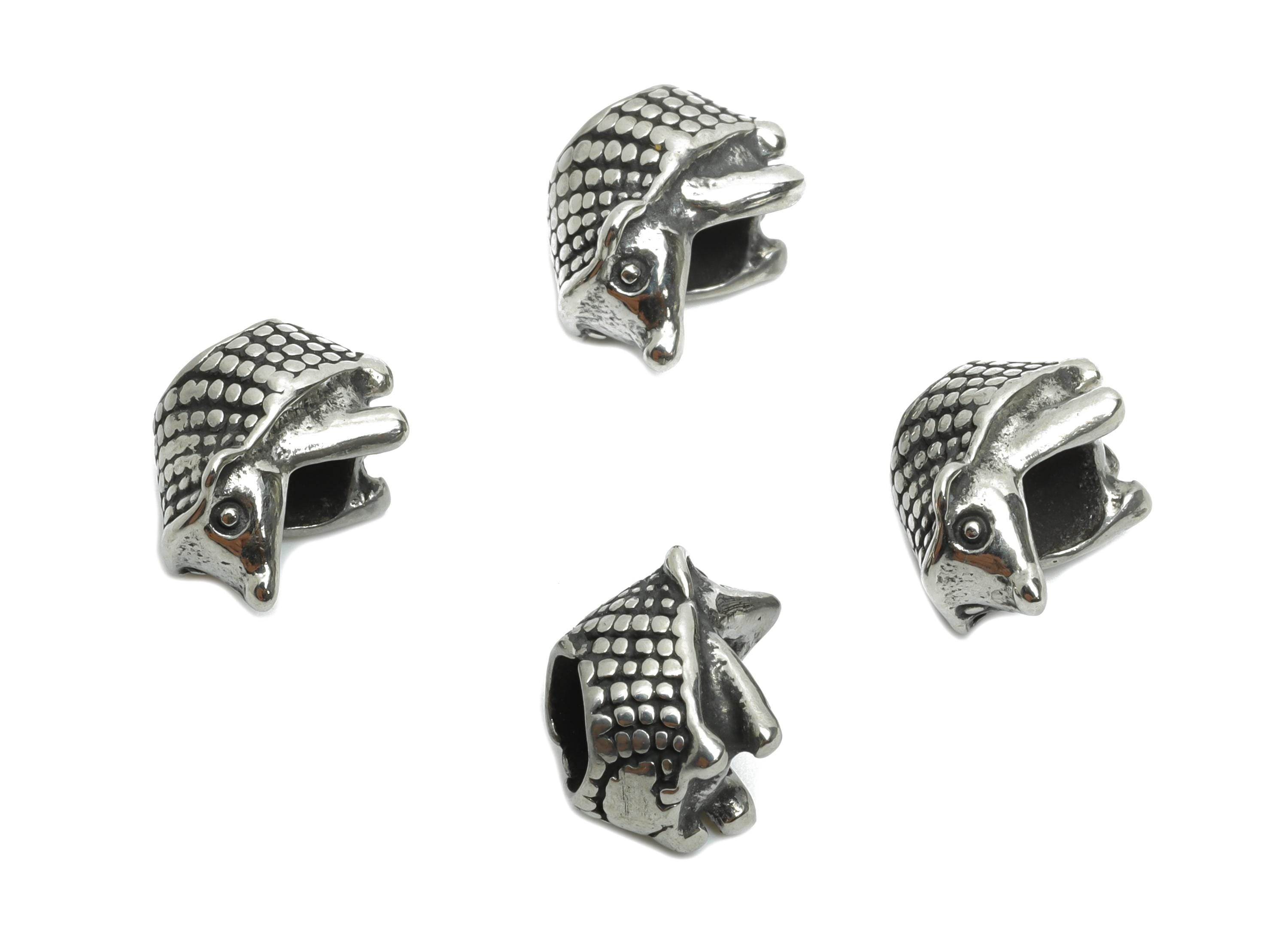 Stainless Steel Hedgehog Bead - Vintage Spacer Bead for Bracelet - DIY Handmade Bead Jewelry - Detailed Spacer Beads - 11x8x9.85mm - SS1585 - DOMEDBAZAAR
