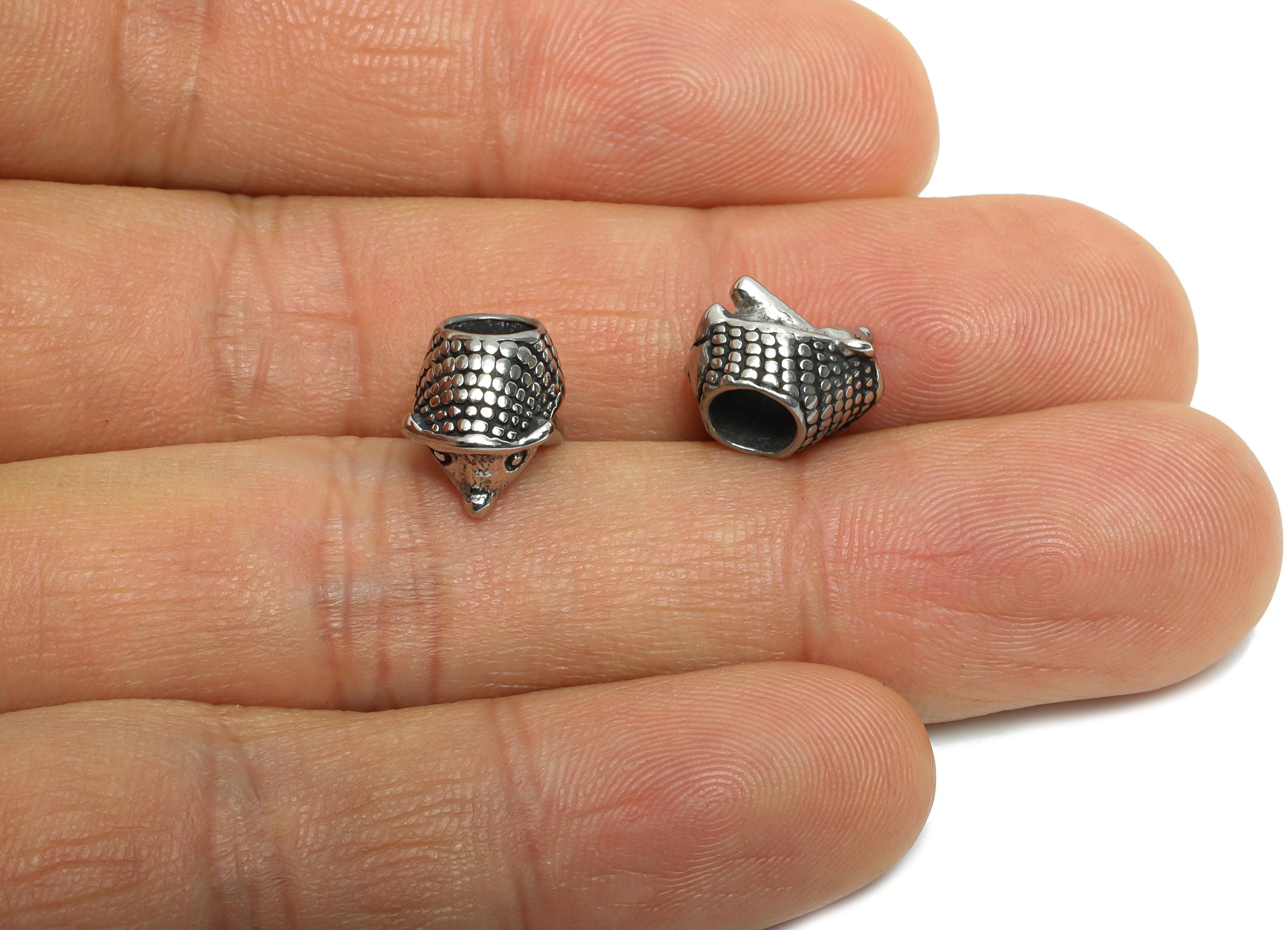 Stainless Steel Hedgehog Bead - Vintage Spacer Bead for Bracelet - DIY Handmade Bead Jewelry - Detailed Spacer Beads - 11x8x9.85mm - SS1585 - DOMEDBAZAAR