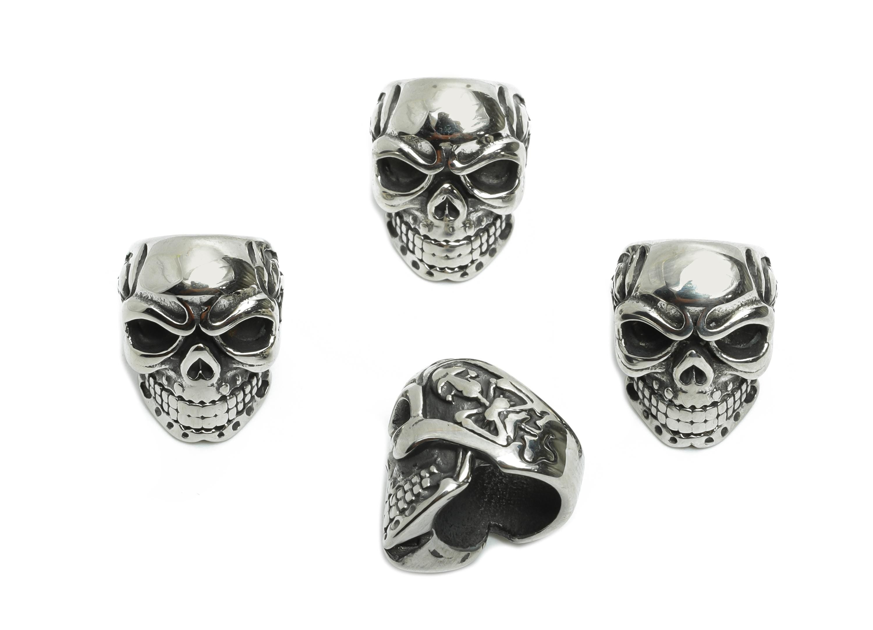 Steel Skull Beads - Skull Spacer Bead for Bracelet - 304 Stainless Steel - Punk Style Charm - Halloween Jewelry - 15.9x12x14.78mm - SS1574 - DOMEDBAZAAR