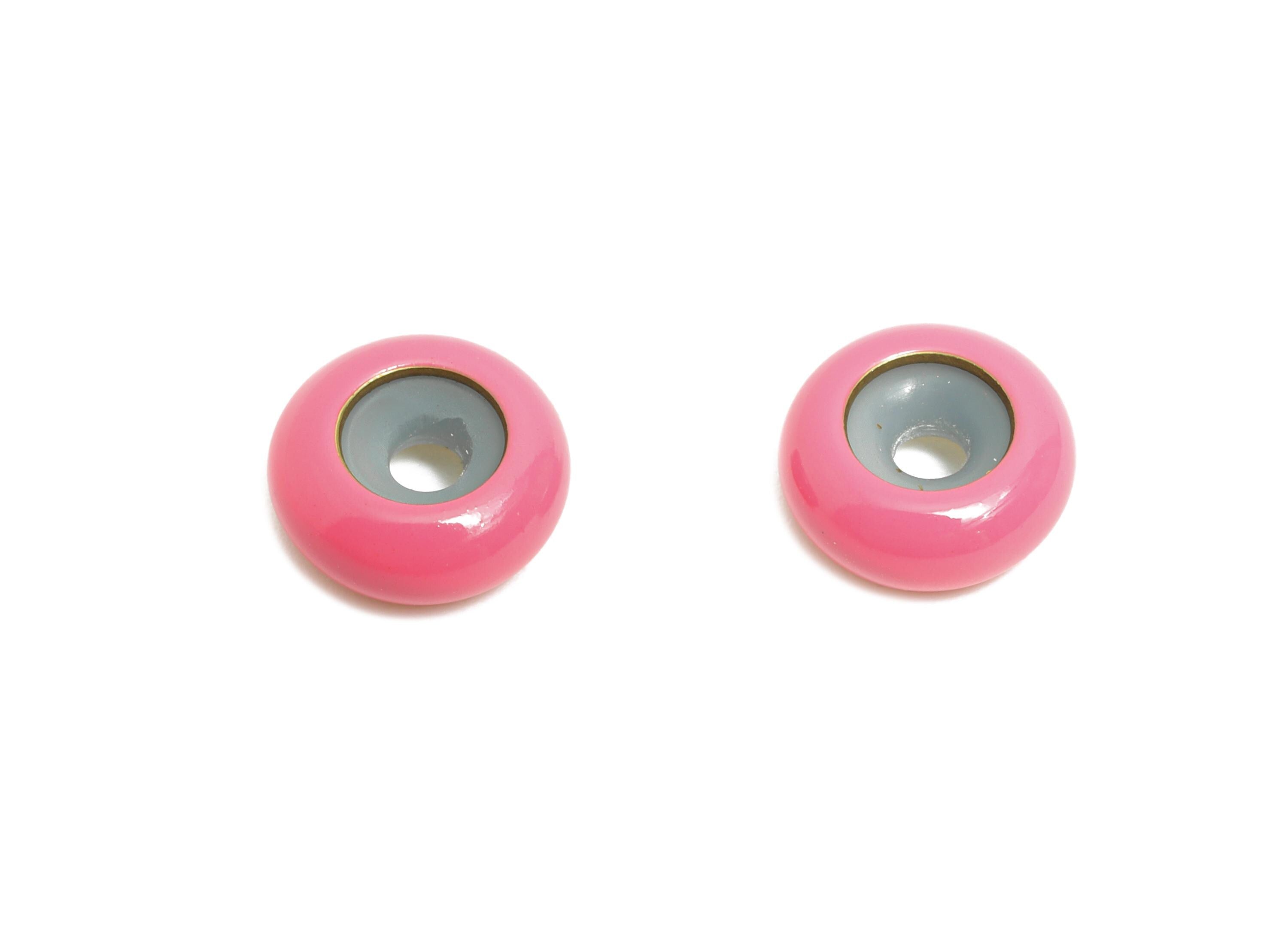 Pink Donut Spacer Bead - Brass Enamel Rubber Bracelet Stopper - Adjustable Rondelle Beads - Sililcone Smart Bead - 10x10x4mm - RGP10463F - DOMEDBAZAAR
