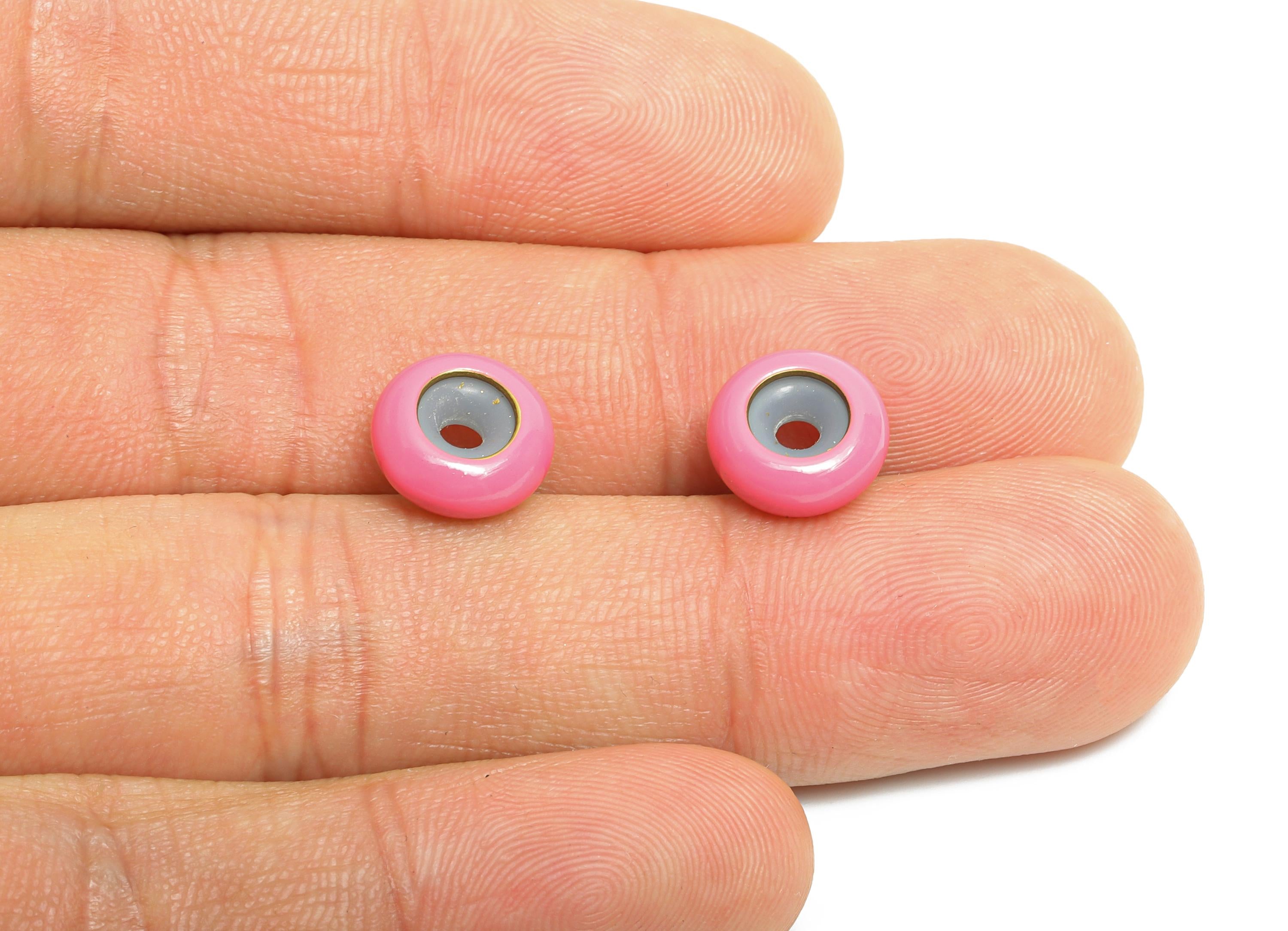 Pink Donut Spacer Bead - Brass Enamel Rubber Bracelet Stopper - Adjustable Rondelle Beads - Sililcone Smart Bead - 10x10x4mm - RGP10463F - DOMEDBAZAAR