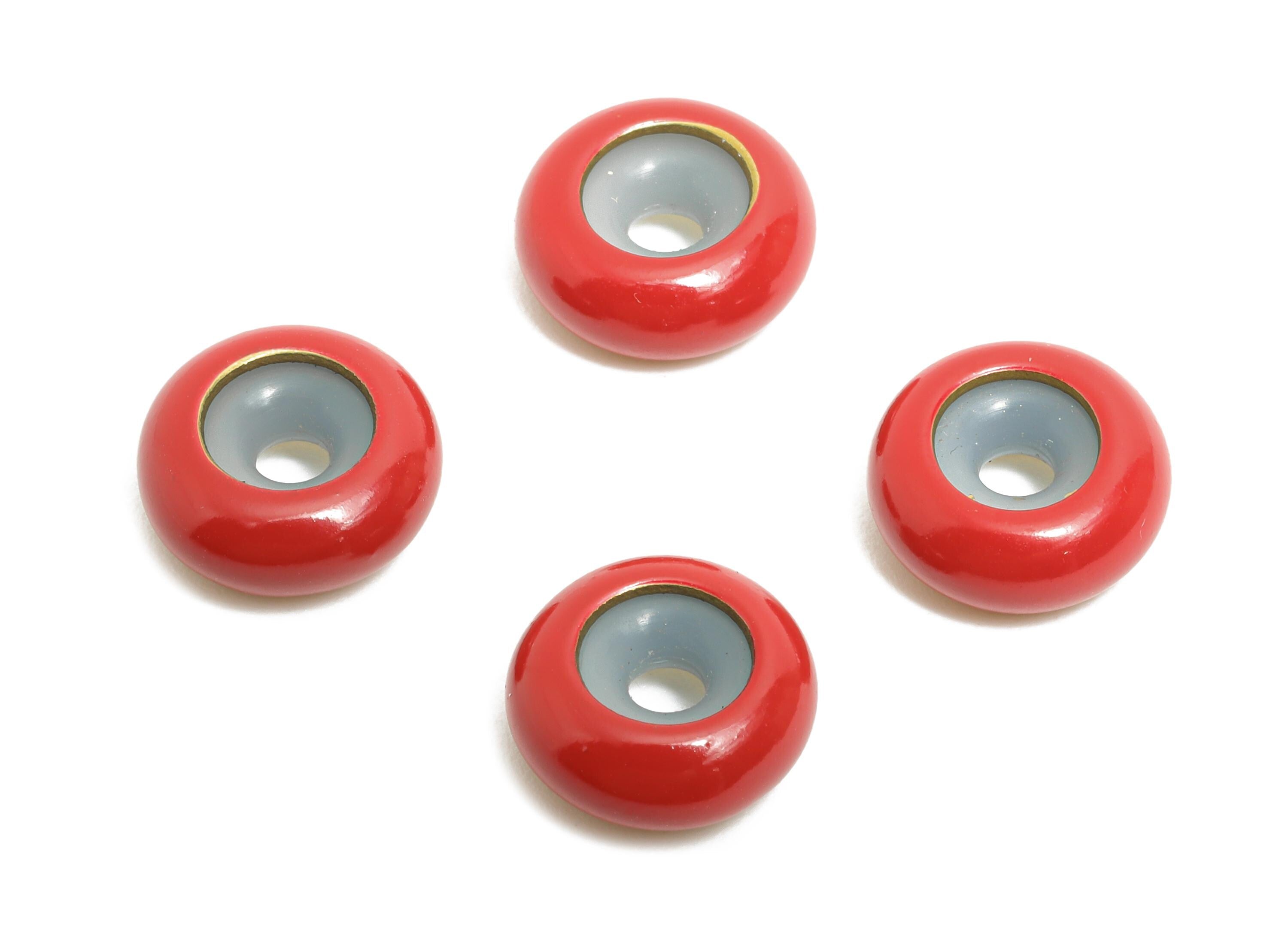 Red Donut Spacer Bead - Brass Enamel Rubber Bracelet Stopper Beads - Adjustable Rondelle Beads - Silicone Smart Bead - 10x10x4mm - RGP10463D - DOMEDBAZAAR