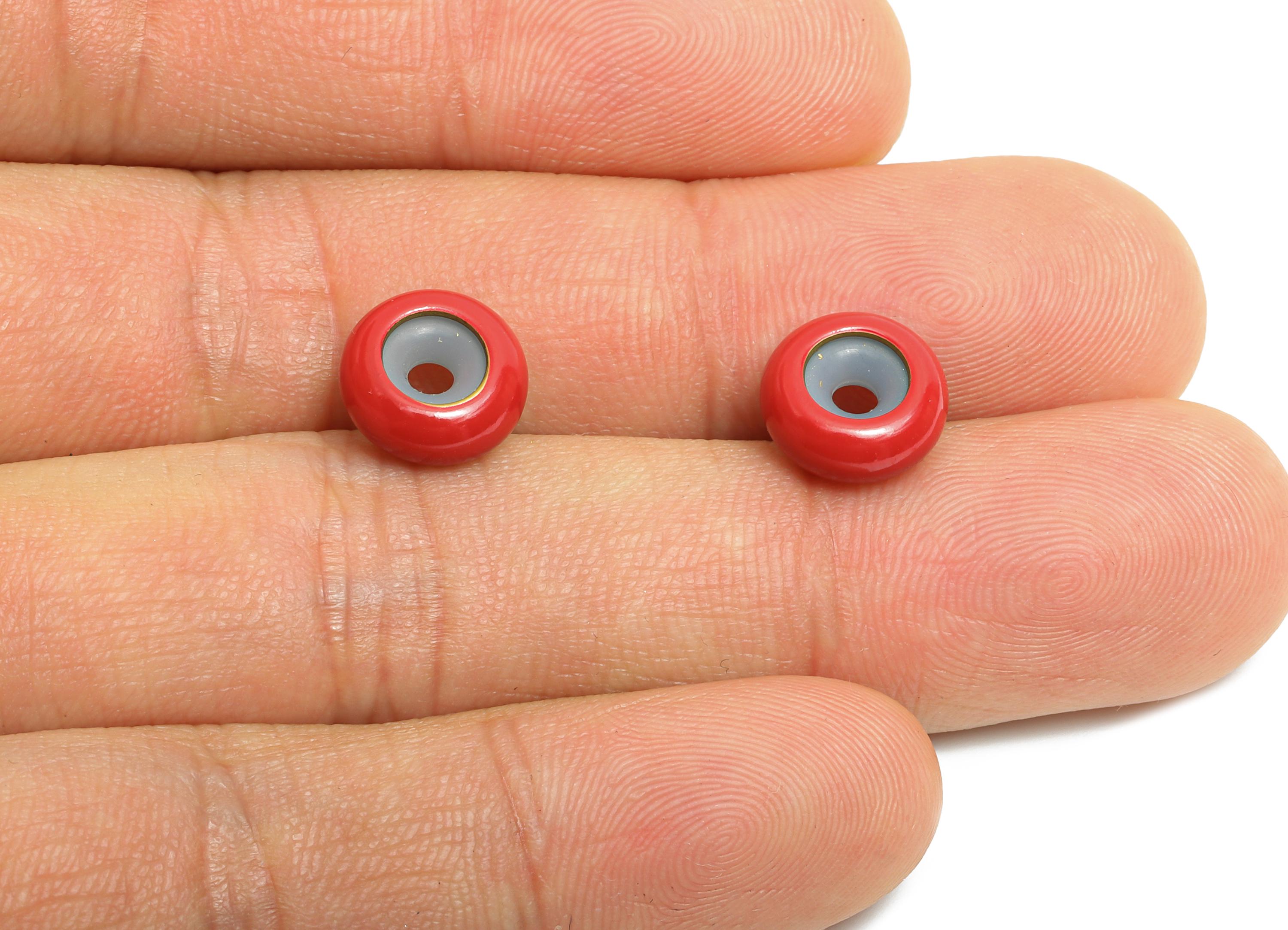 Red Donut Spacer Bead - Brass Enamel Rubber Bracelet Stopper Beads - Adjustable Rondelle Beads - Silicone Smart Bead - 10x10x4mm - RGP10463D - DOMEDBAZAAR