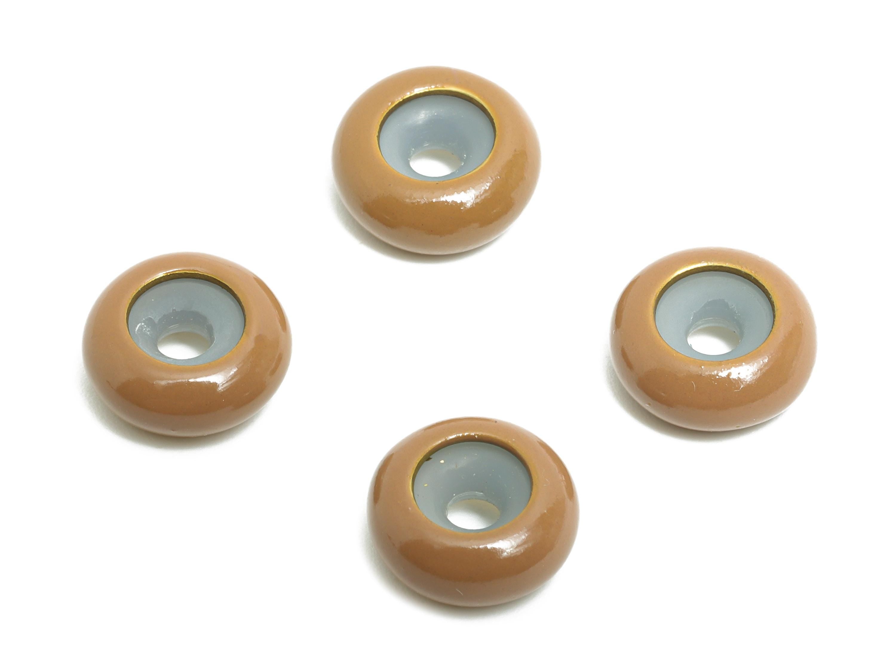 Brown Donut Spacer Bead - Brass Enamel Rubber Bracelet Stopper Bead - Adjustable Rondelle Bead - Silicone Smart Bead - 10x10x4mm - RGP10463E - DOMEDBAZAAR