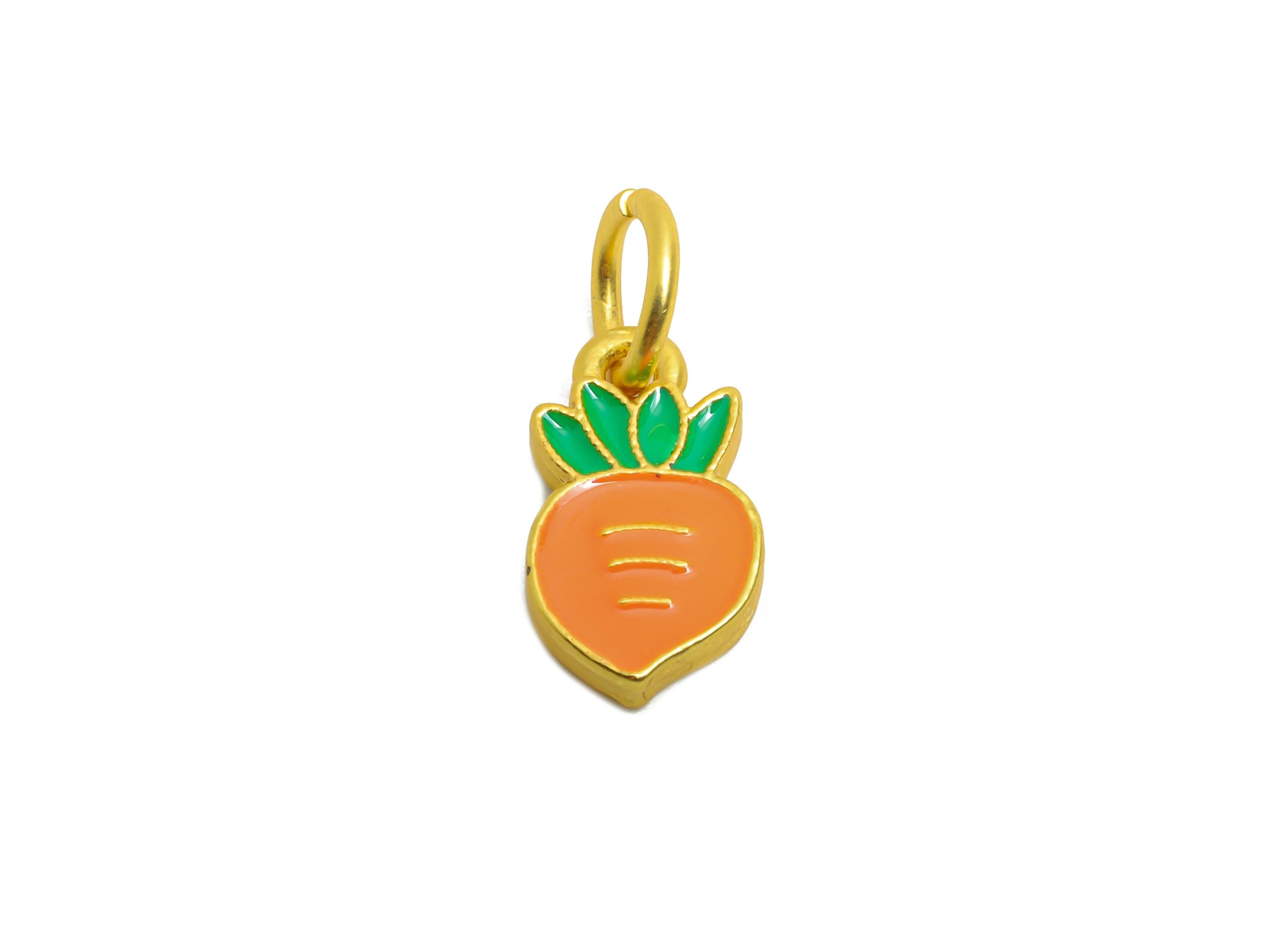 Alloy Carrot Bracelet Charms - Dainty Enamel Carrot Pendant - Kawaii Alloy Vegetable Pendant - Jewelry Making DIY - 19x8.3x2.49mm - ZZ2071 - DOMEDBAZAAR