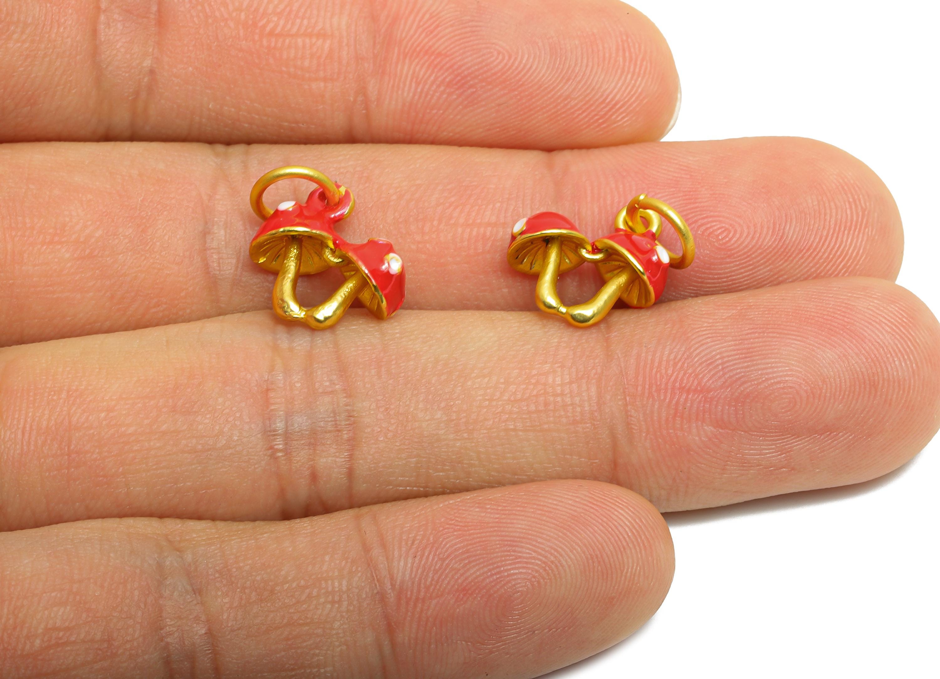 Alloy Cute Mushroom Charm - Colorful Enamel for Bracelet - Kawaii Double Mushroom Charm - DIY Enamel Mushroom Pendant - 12x13x6mm - ZZ2099 - DOMEDBAZAAR