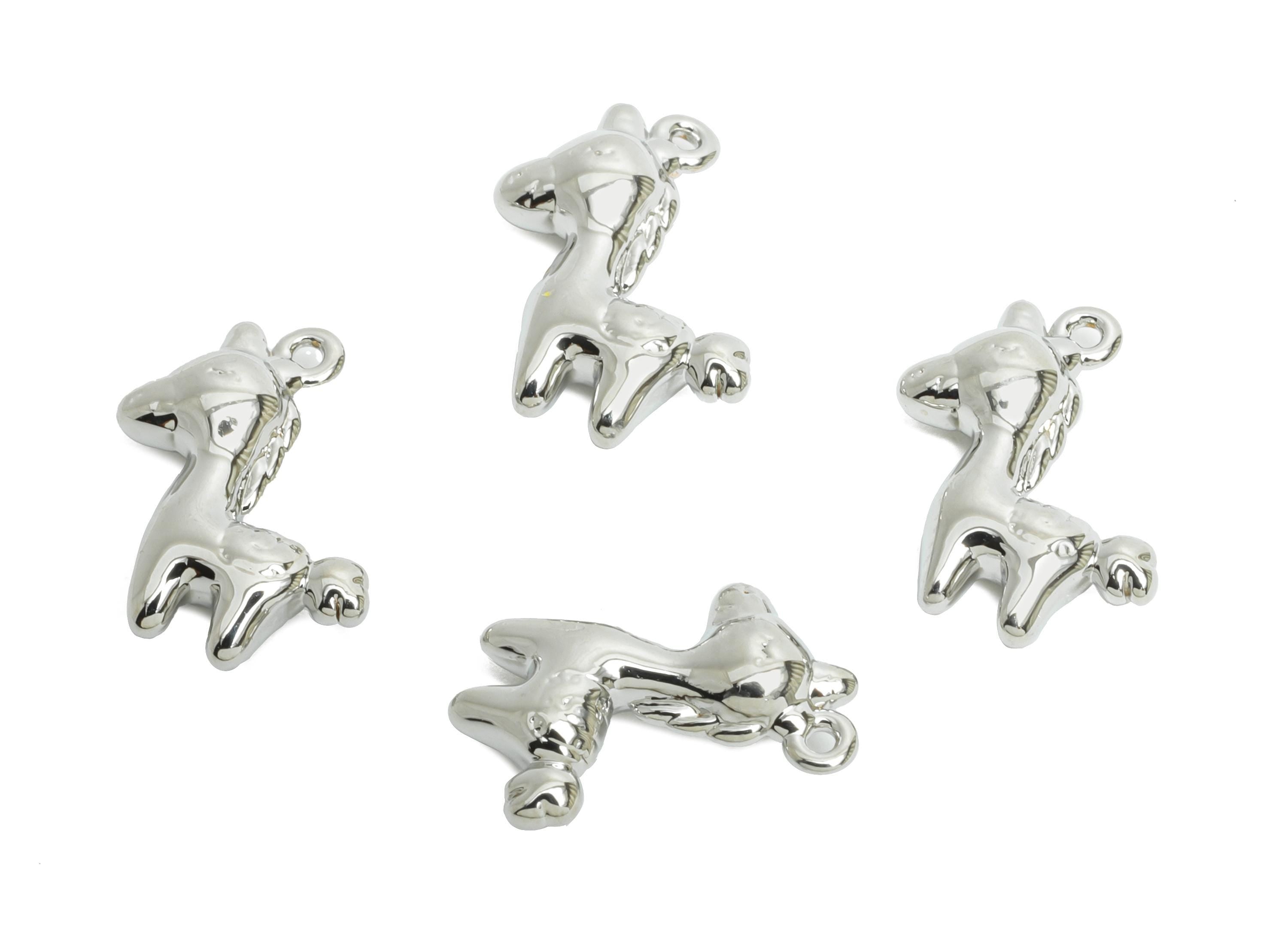 Brass Unicorn Earring Charm - Mini Horse Animal Charm for Bracelet - Jewelry Accessories DIY - 18K White Gold Plated - 13x11x3.5mm -RGP9911S - DOMEDBAZAAR