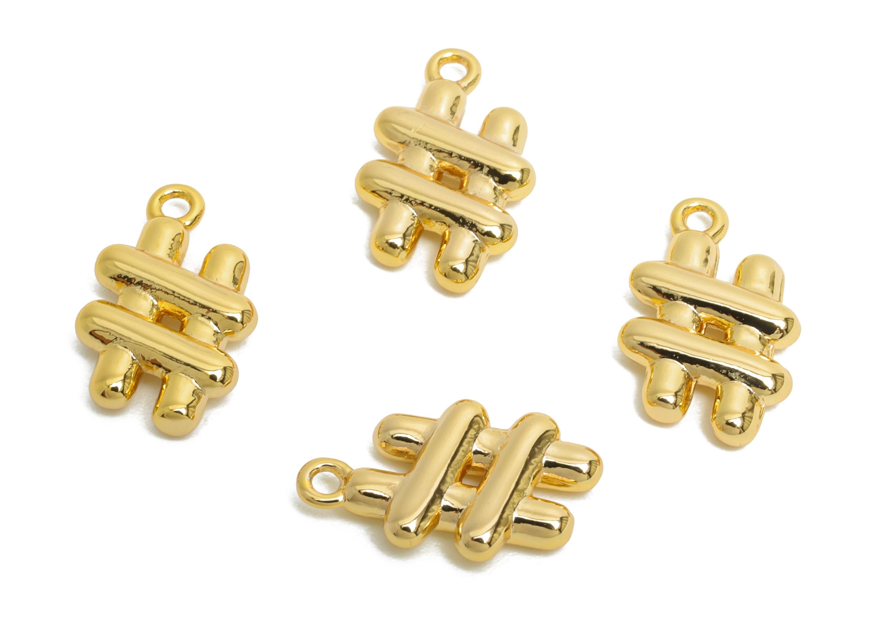 Brass Abstract Earring Charm - Gold Geometric Fence Charms - Chic Jewelry Accessories - 18K Real Gold Plated Brass- 14.2x8.5x2.7mm - RGP9908 - DOMEDBAZAAR
