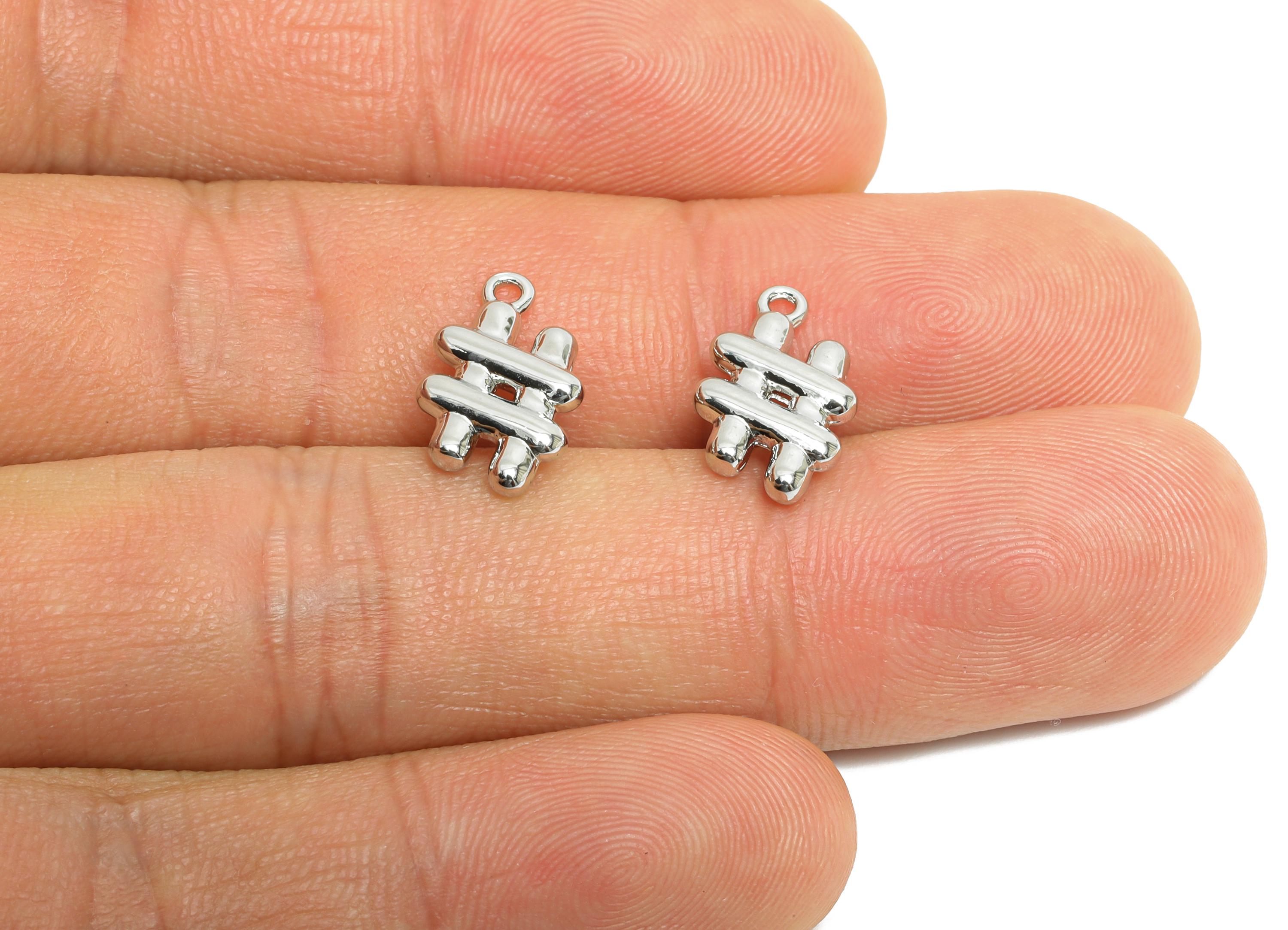 Brass Abstract Earring Charm - Silver Geometric Fence Charms - Jewelry Accessories - 18K White Gold Plated Brass - 14.2x8.5x2.7mm - RGP9908S - DOMEDBAZAAR