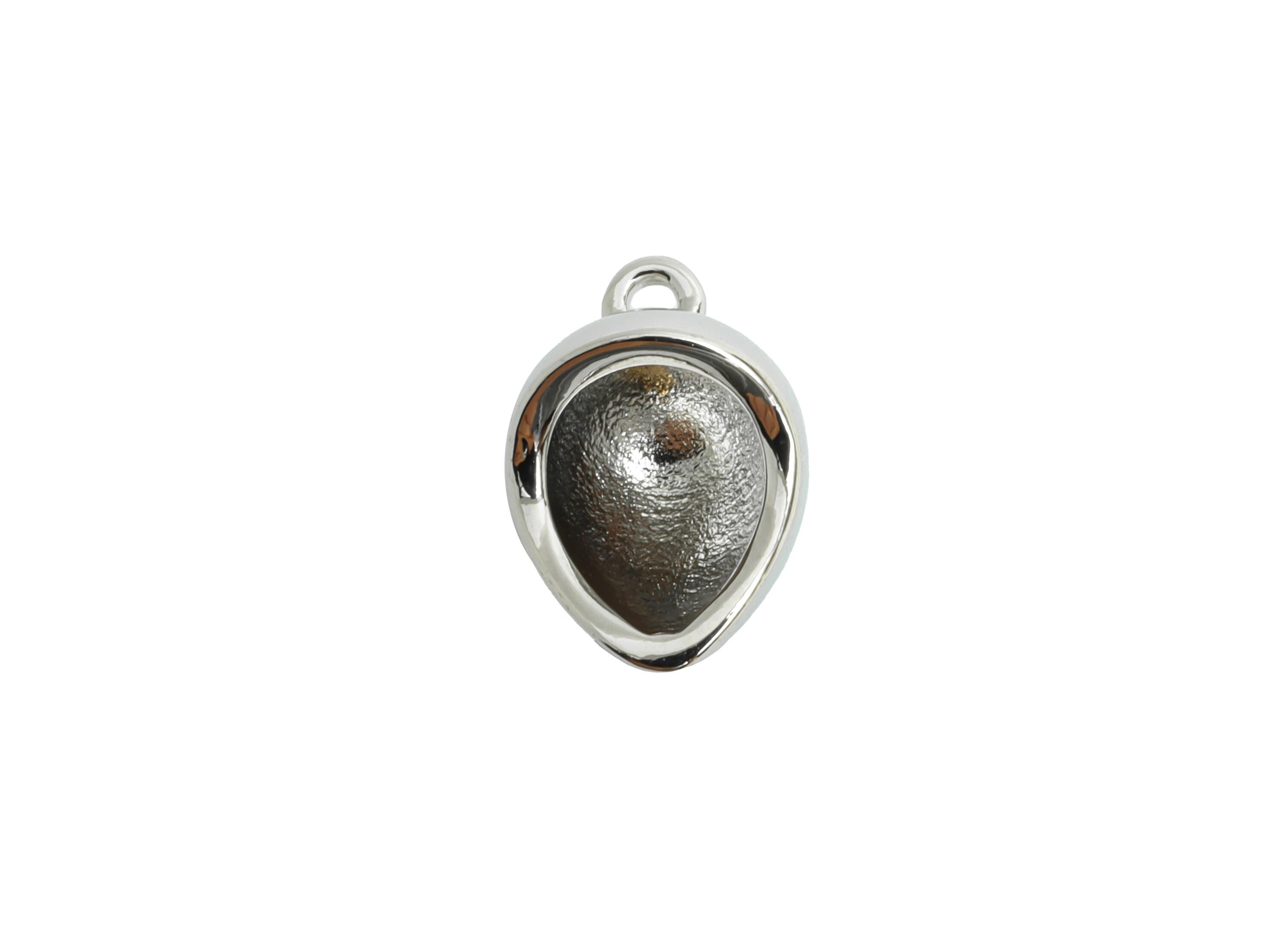 Brass Teardrop Earring Charm - Sleek Silver Cubic Notch Drop Pendant - Jewelry Accessories - 18K White Gold Plated - 12.4x8.1x6.6mm-RGP9930S - DOMEDBAZAAR