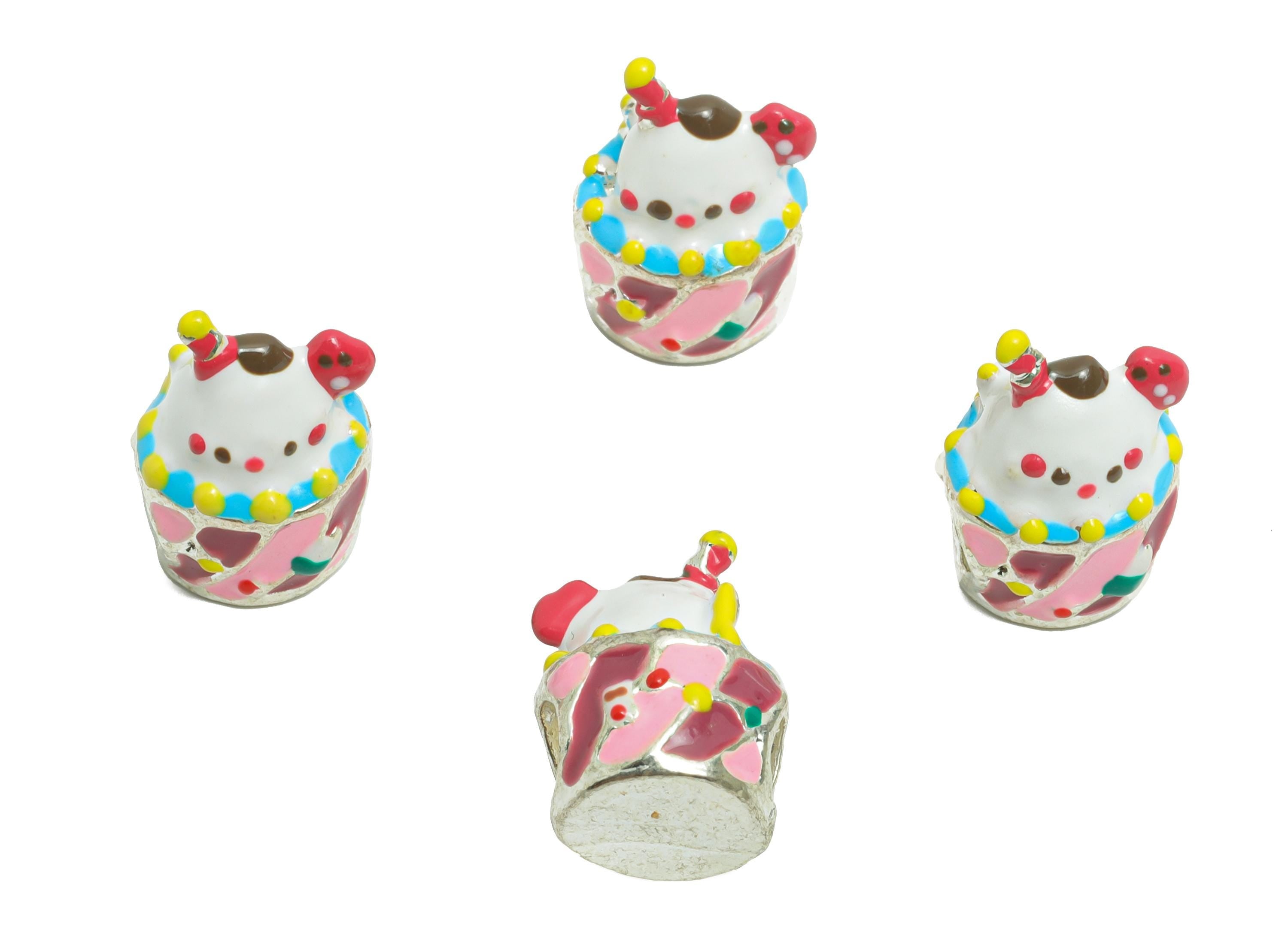 Alloy Cupcake Spacer Beads - Colorful Enamel Bracelet Beads - Refined Alloy Sweet Charms - Jewelry Accessory DIY - 14.9x10x9.8mm - ZZ2061 - DOMEDBAZAAR