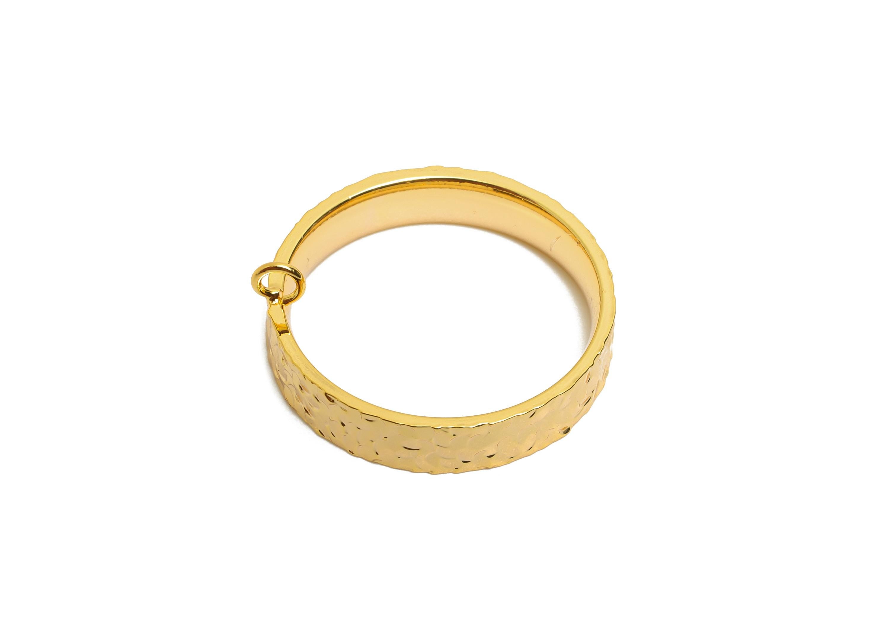 Brass Circle Ring - Brass Textured Versatile Ring With Loop - Hoop Ring for Crafting - 18K Real Gold Plated - 20x20x4mm - RGP10754-7 - DOMEDBAZAAR