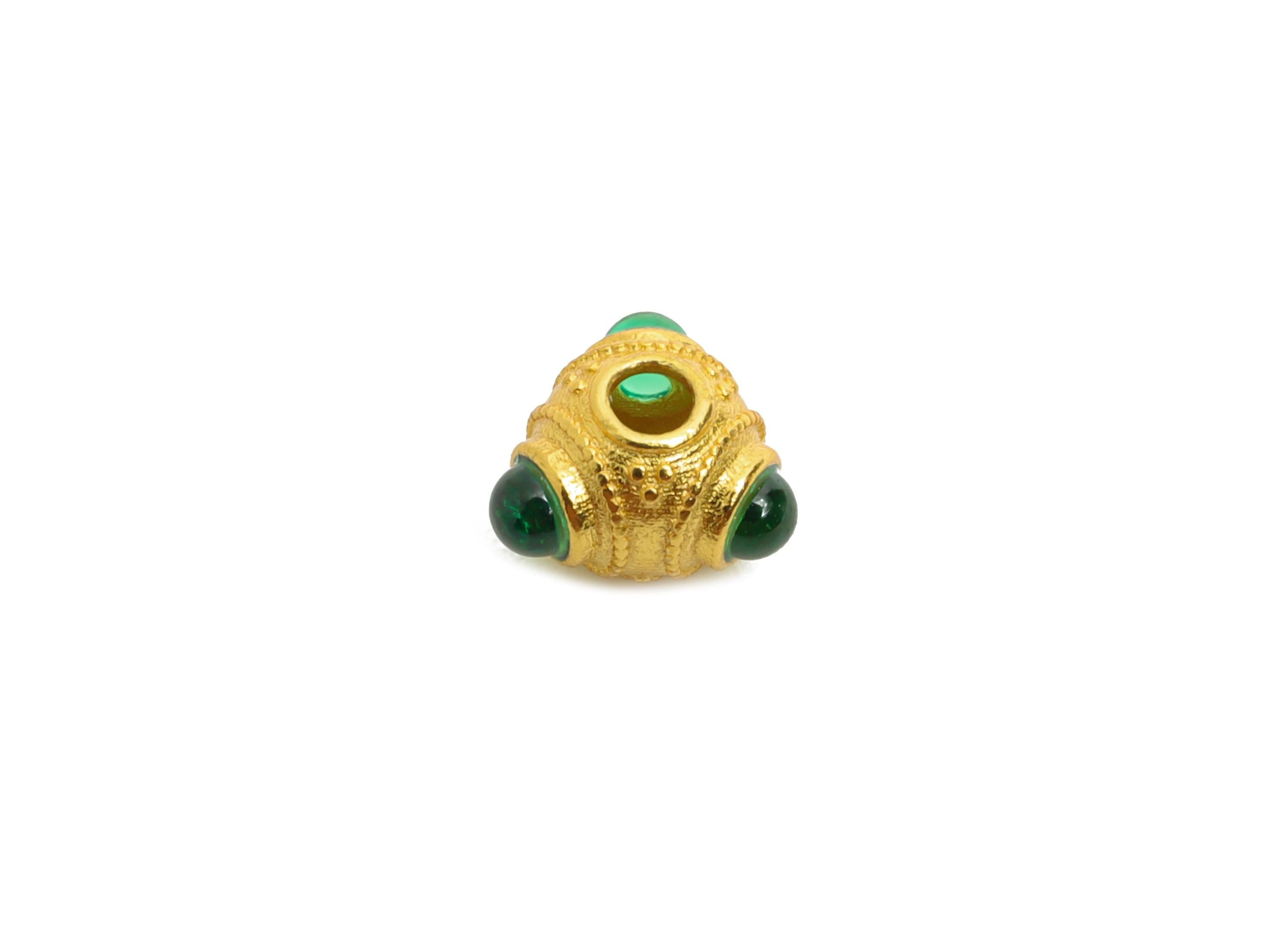 Brass Vintage Looking Bead - Zircon Eastern Bead for Bracelet - Filigree Gold Bead Green Gemstones - 24k Gold Plated - 6x6x4mm - RGP10731 - DOMEDBAZAAR