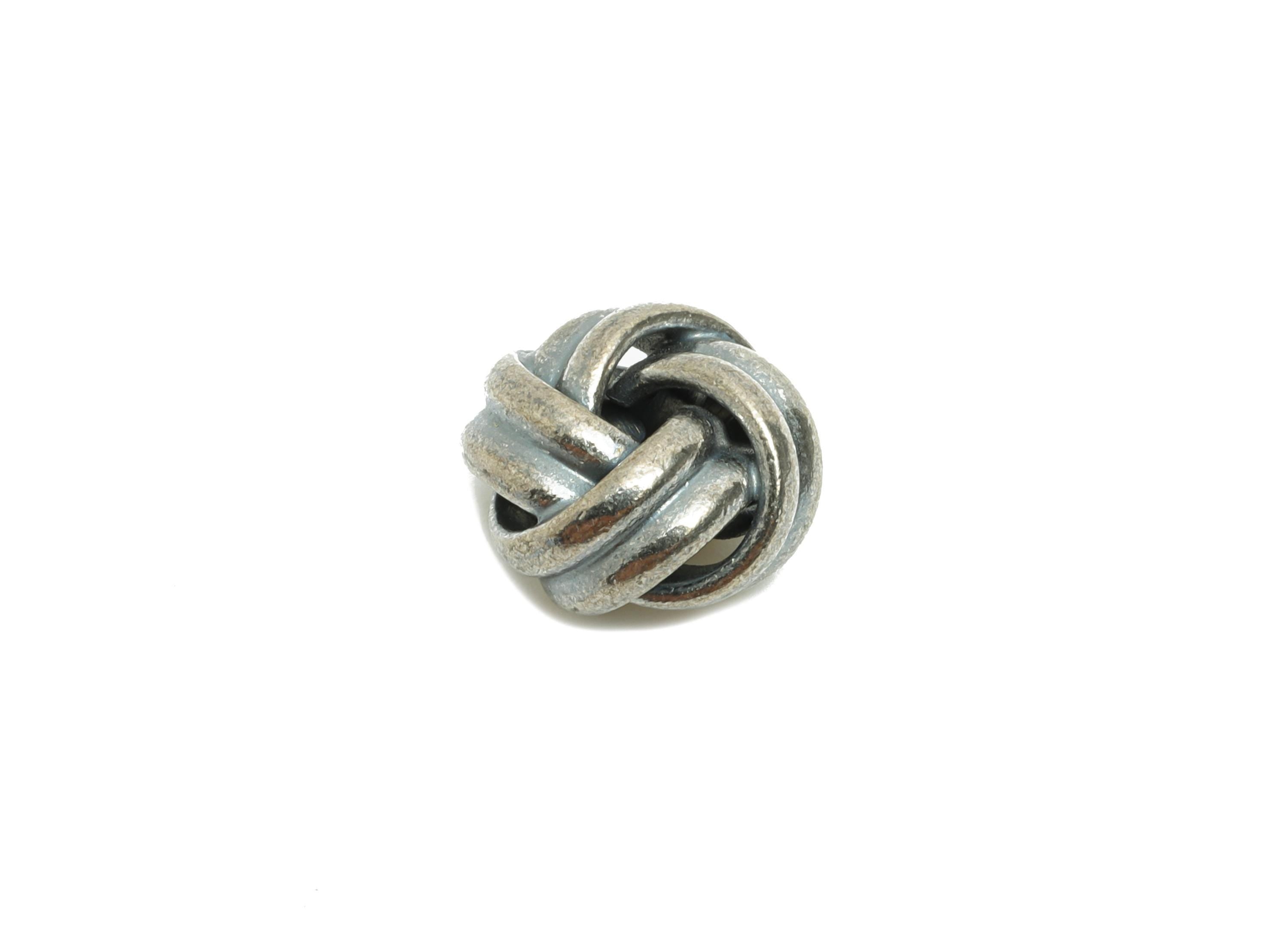 Brass Woven Bead - Knot Spacer Bead - Decorative Textured Twisted Bead - Bead for DIY Bracelets - Silver Argent - 10x10.3x6mm - RGP10733 - DOMEDBAZAAR