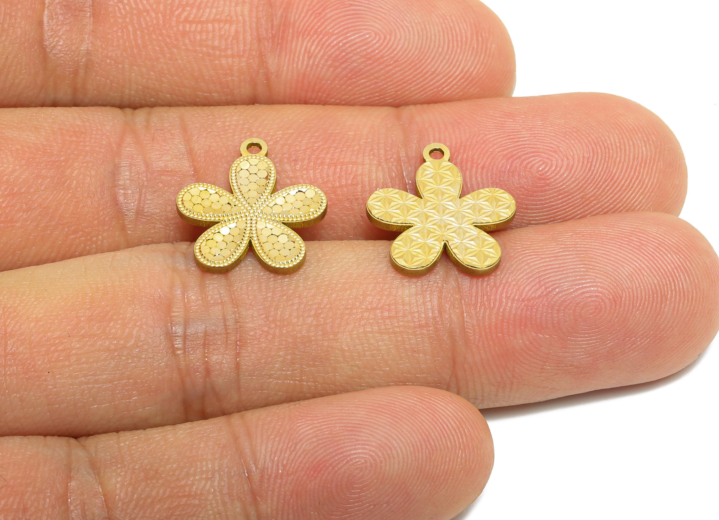 Brass Floral Pendant - Raw Brass Textured Scales Shine Daisy Charm - Textured Laser Cut Jewelry - Luxury Pendant - 16x14x1.35mm - PP11158 - DOMEDBAZAAR