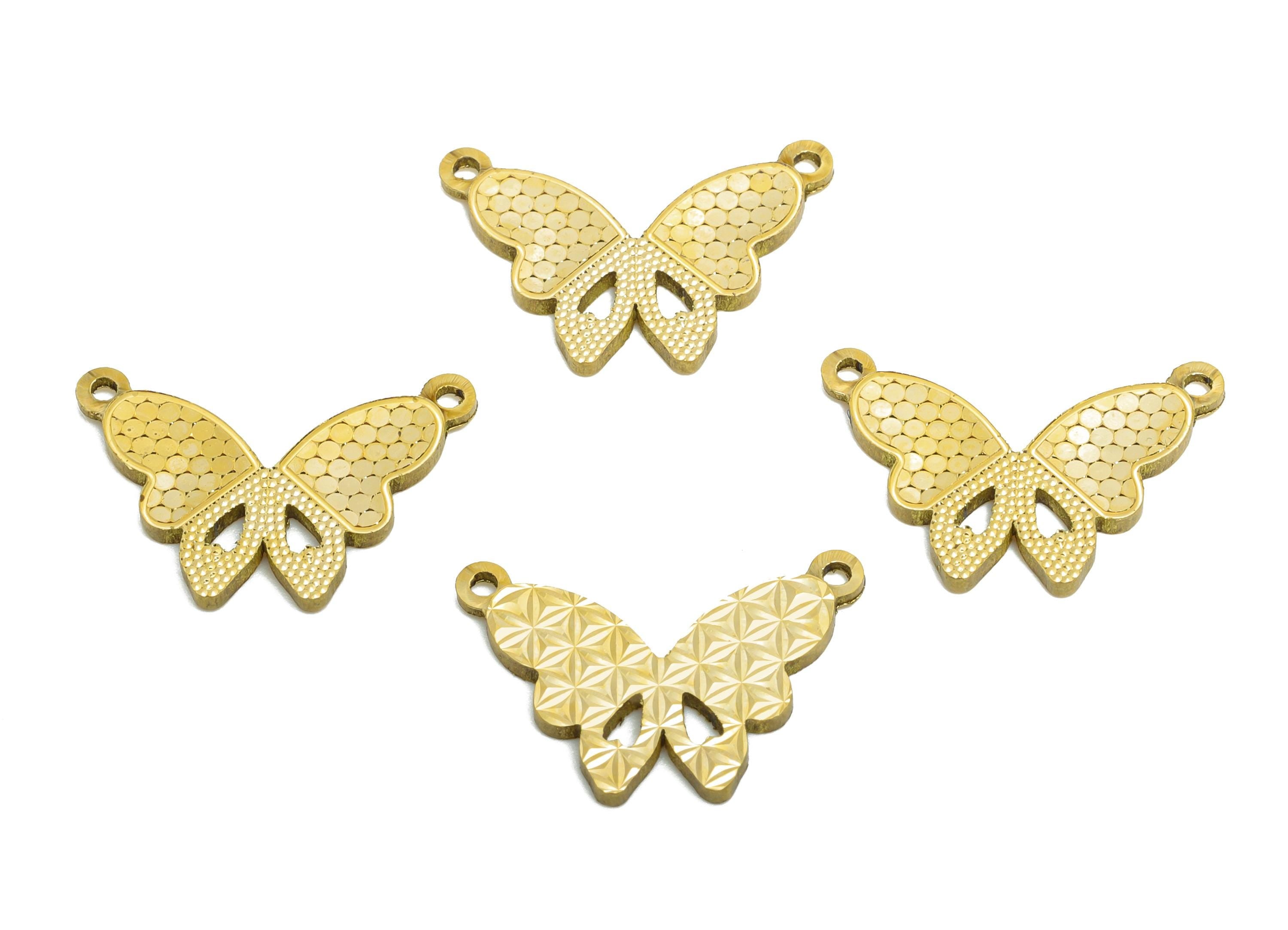 Butterfly Earring Pendant - Raw Brass Textured Butterfly Pendant - Elegant For Necklace - Textured Laser Cut - 17x11x1.2mm - PP11161 - DOMEDBAZAAR