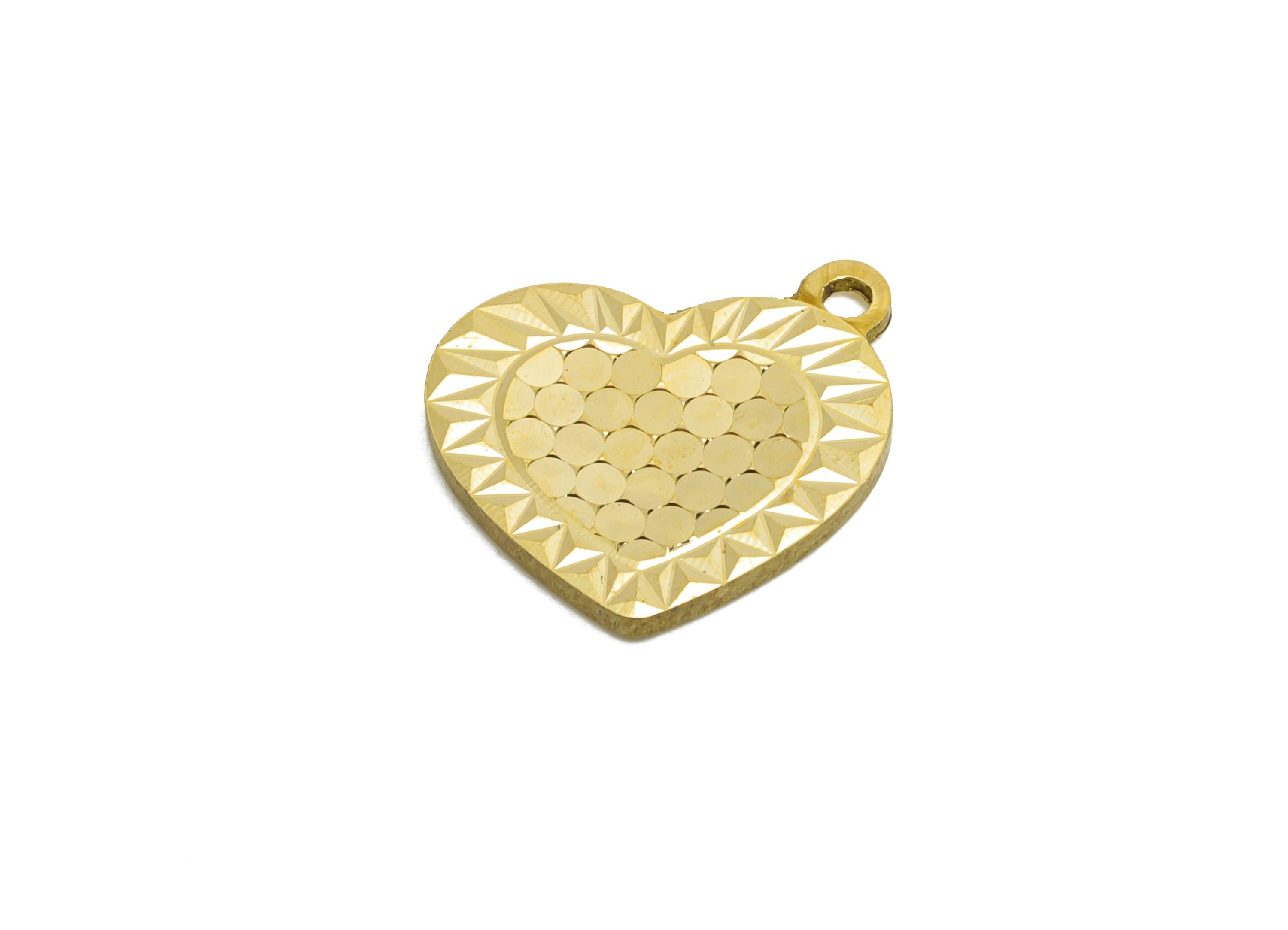 Brass Heart Earring Charm - Raw Brass Textured Heart Charm - Vintage Elegant For Necklace - Luxury Pendant - DIY Charm - 14x12x1mm - PP11162 - DOMEDBAZAAR