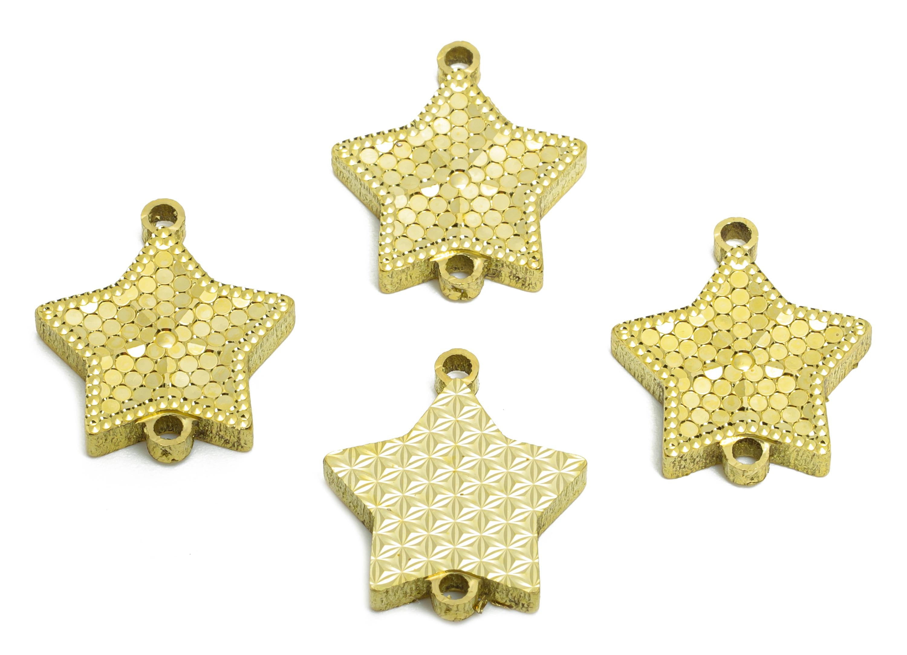 Brass Star Earring Connector - Raw Brass Textured Laser Cut Charm - Vintage Elegant For Bracelet - Luxury Jewelry - 15x13x2mm-PP11155 - DOMEDBAZAAR