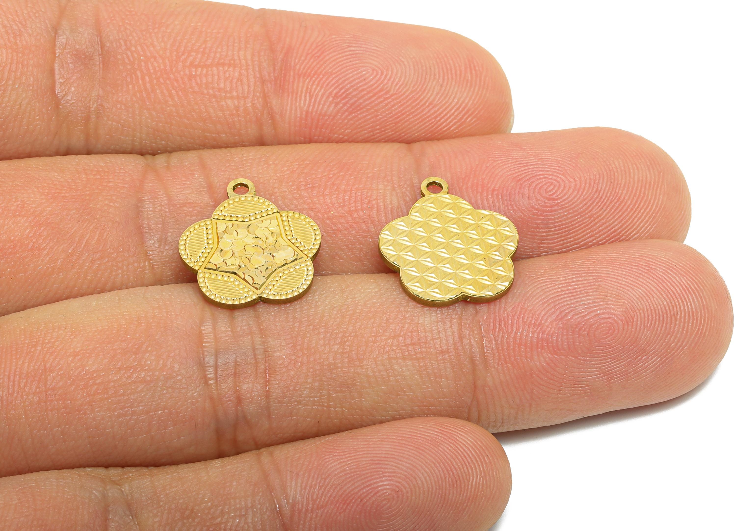 Brass Daisy Earring Charm - Raw Brass Textured Floral Charm - Vintage Shiny Charm - Textured Laser Cut - Artistic Jewelry -16x14x1mm-PP11152 - DOMEDBAZAAR