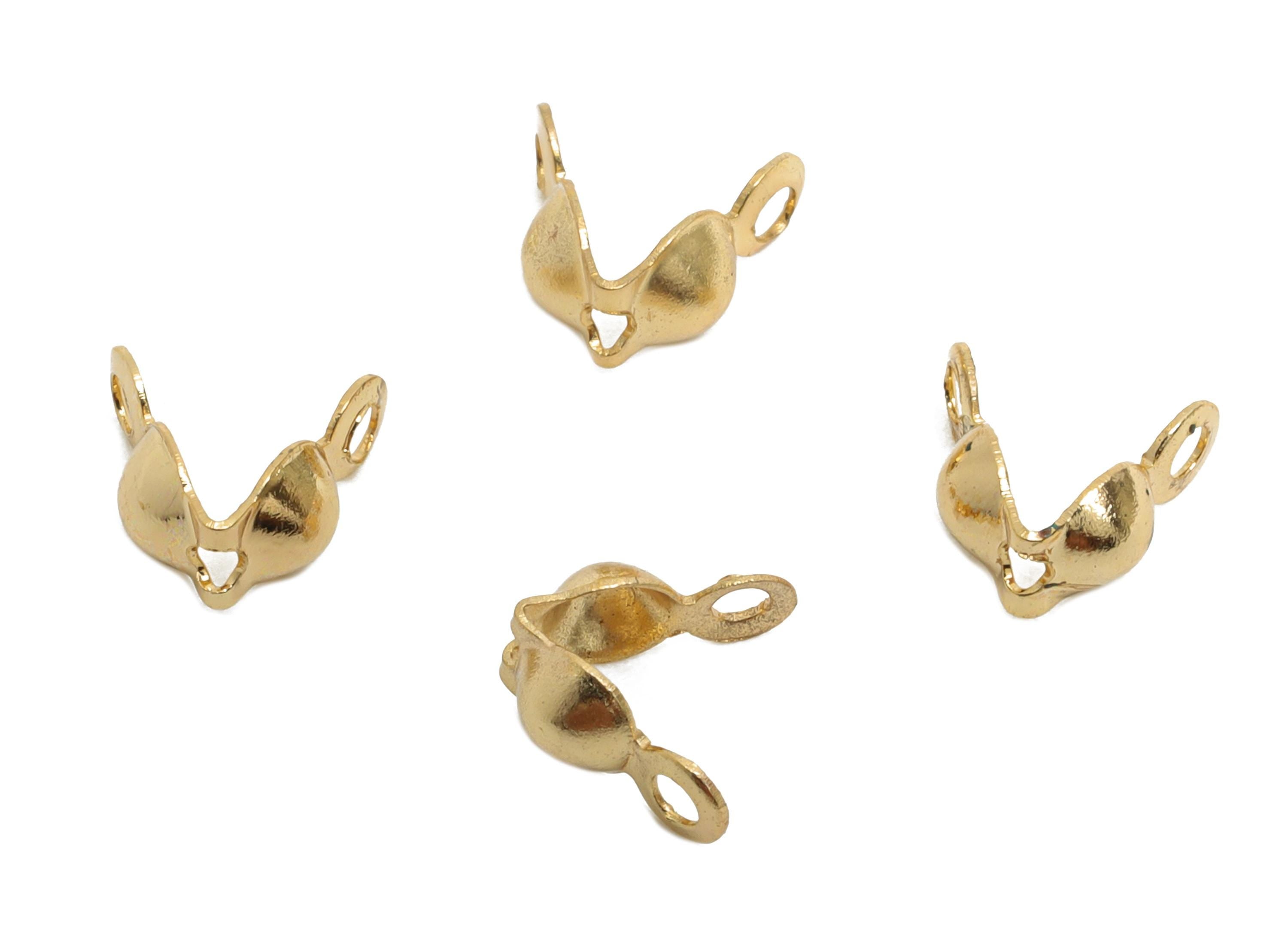 3.6mm Gold Crimp Cover - Brass Gold Bead Cover Component - Crafting Tools - DIY Jewelry Necklace - 18K Real Gold Plated - 13x3x1mm - RGP9371 - DOMEDBAZAAR