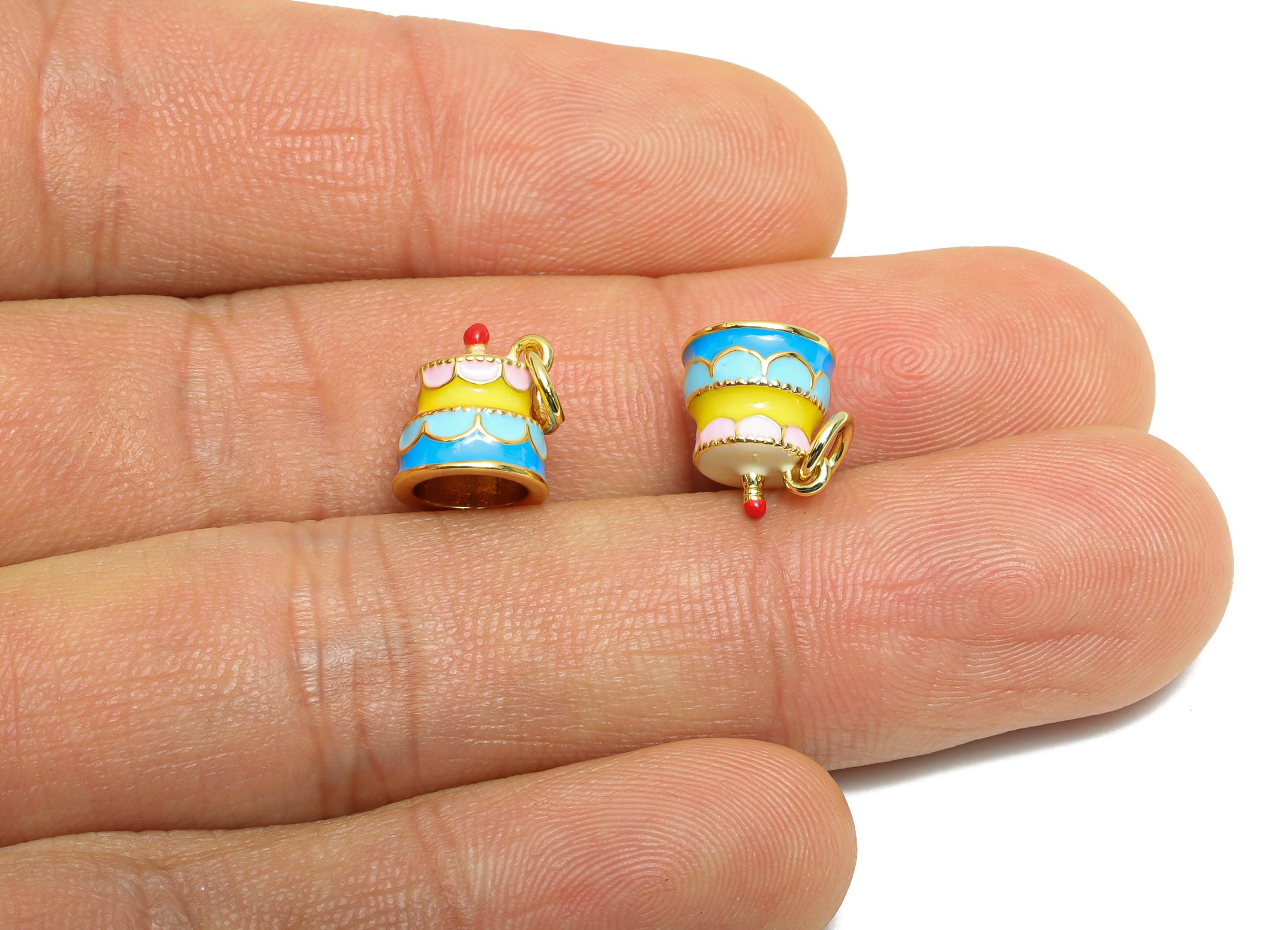 Brass Rainbow Earring Charm - Colorful Enamel Charm for Bracelet - Cute Crafting Jewelry - 18K Real Gold-Plated - 10x8x8.5mm - RGP10537 - DOMEDBAZAAR