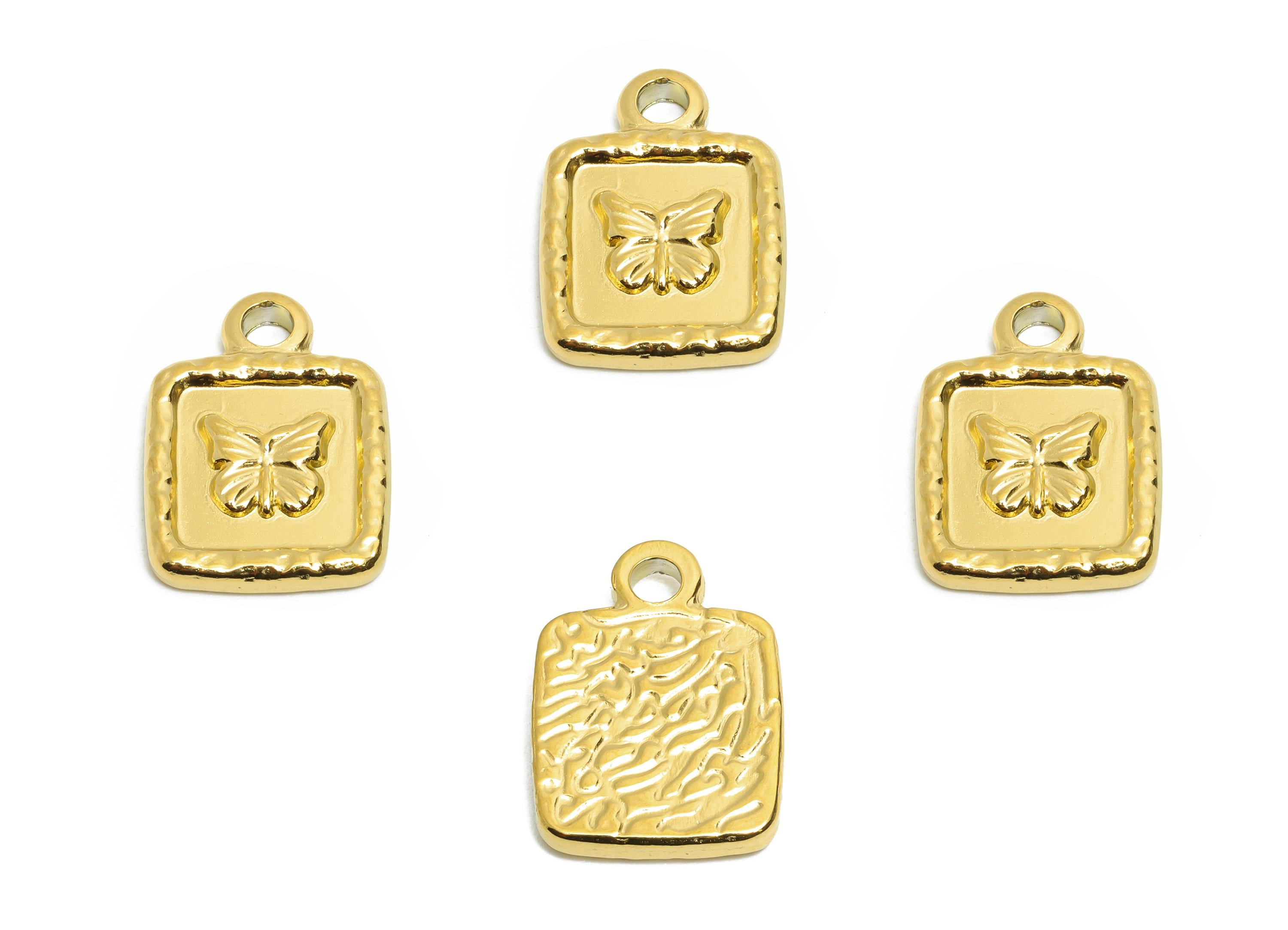 Stainless Steel Butterfly Charm - Elegant Butterfly Steel Pendant - Dainty Stainless Steel - Modern Square Pendant - 16x12x2mm - SS1656 - DOMEDBAZAAR