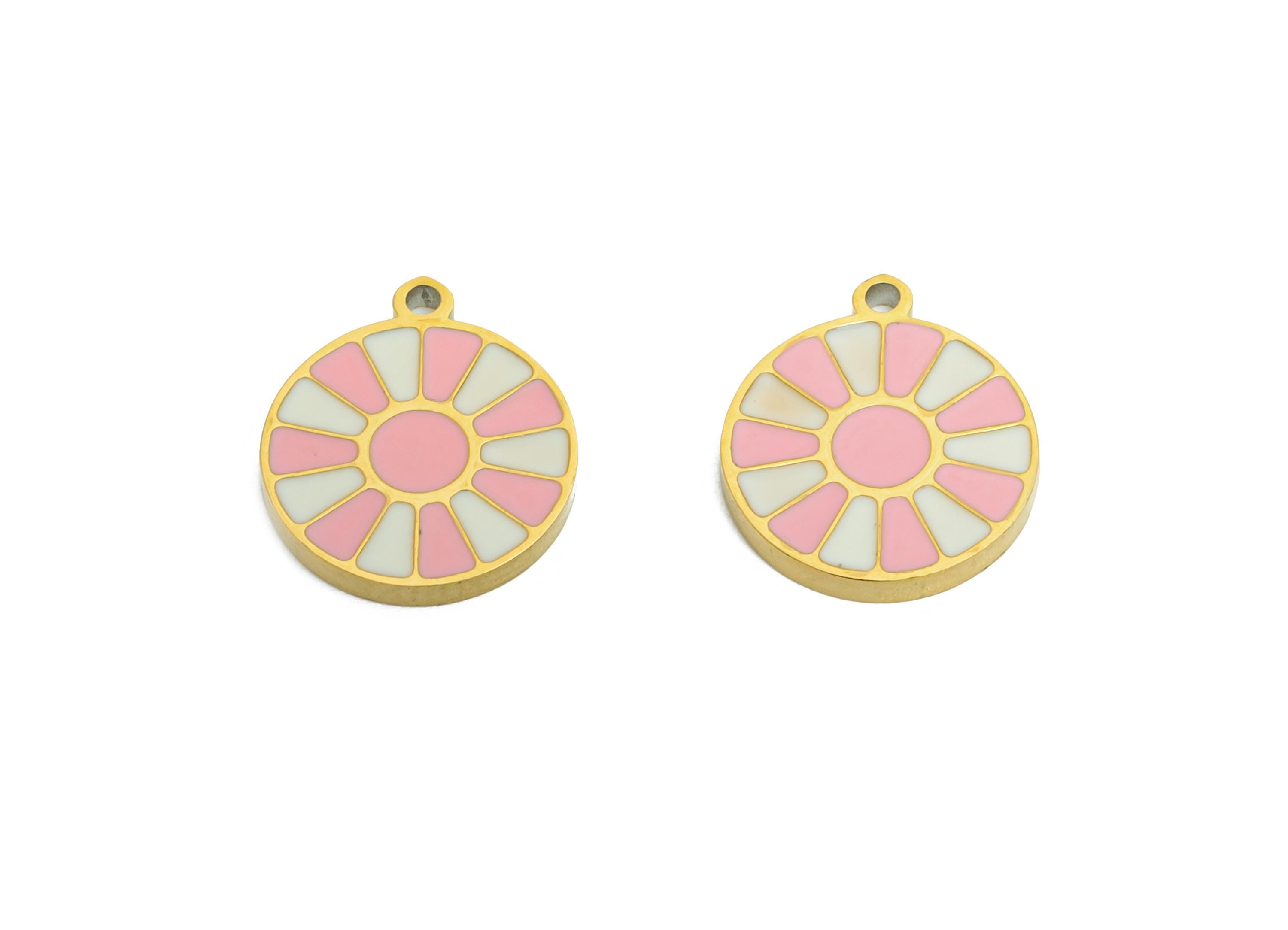 Stainless Steel Daisy Charms - Dainty Enamel Floral Pendant - Modern Flower Summer Pendant - Artistic Flower Jewelry - 11x9.89x1mm - SS1636 - DOMEDBAZAAR