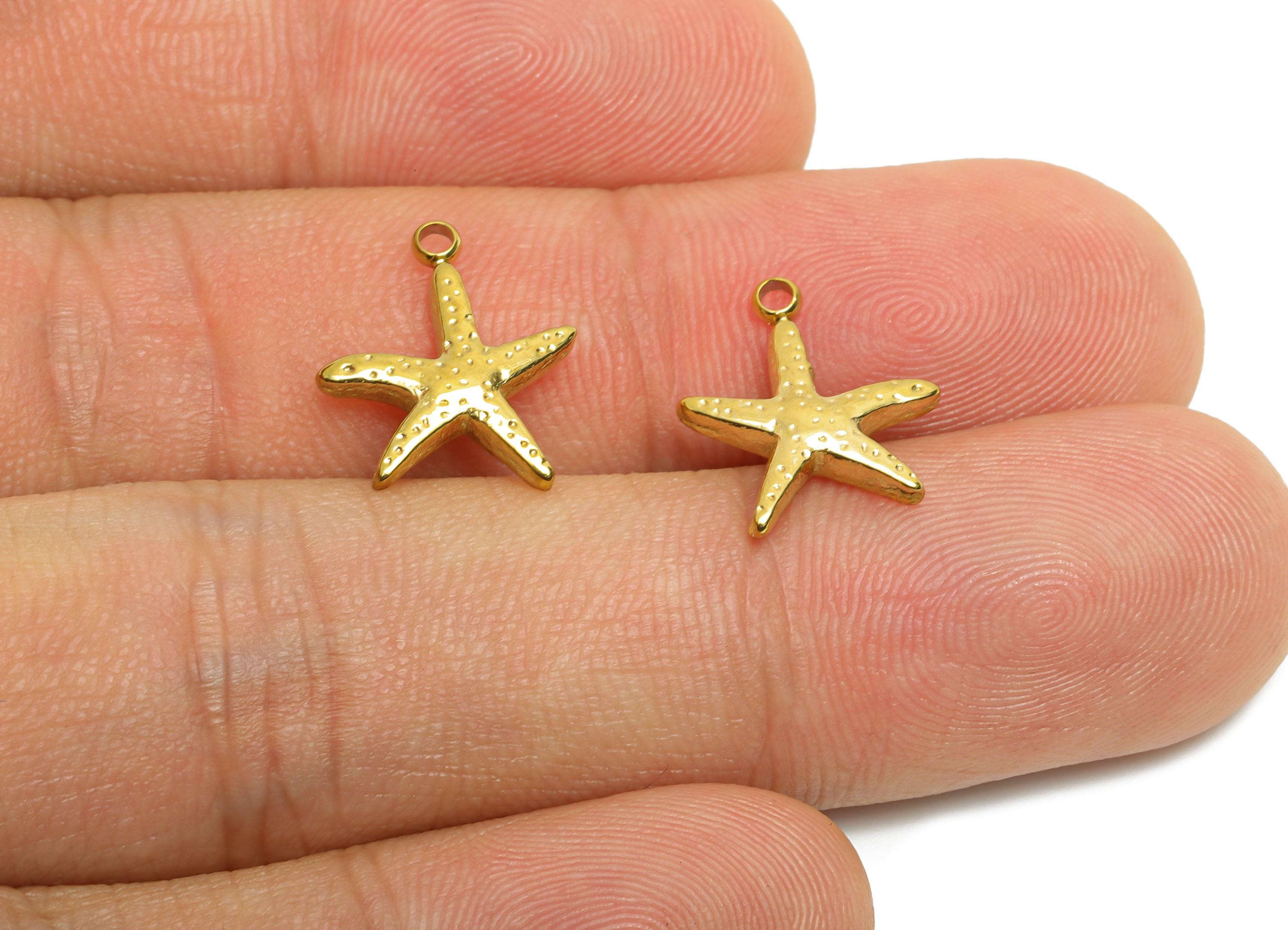 Stainless Steel Starfish Charms - Minimalist Marine Life Pendant - 316L Stainless Steel - Steel Jewelry Accessory - 14x12x2.9mm - SS1627 - DOMEDBAZAAR