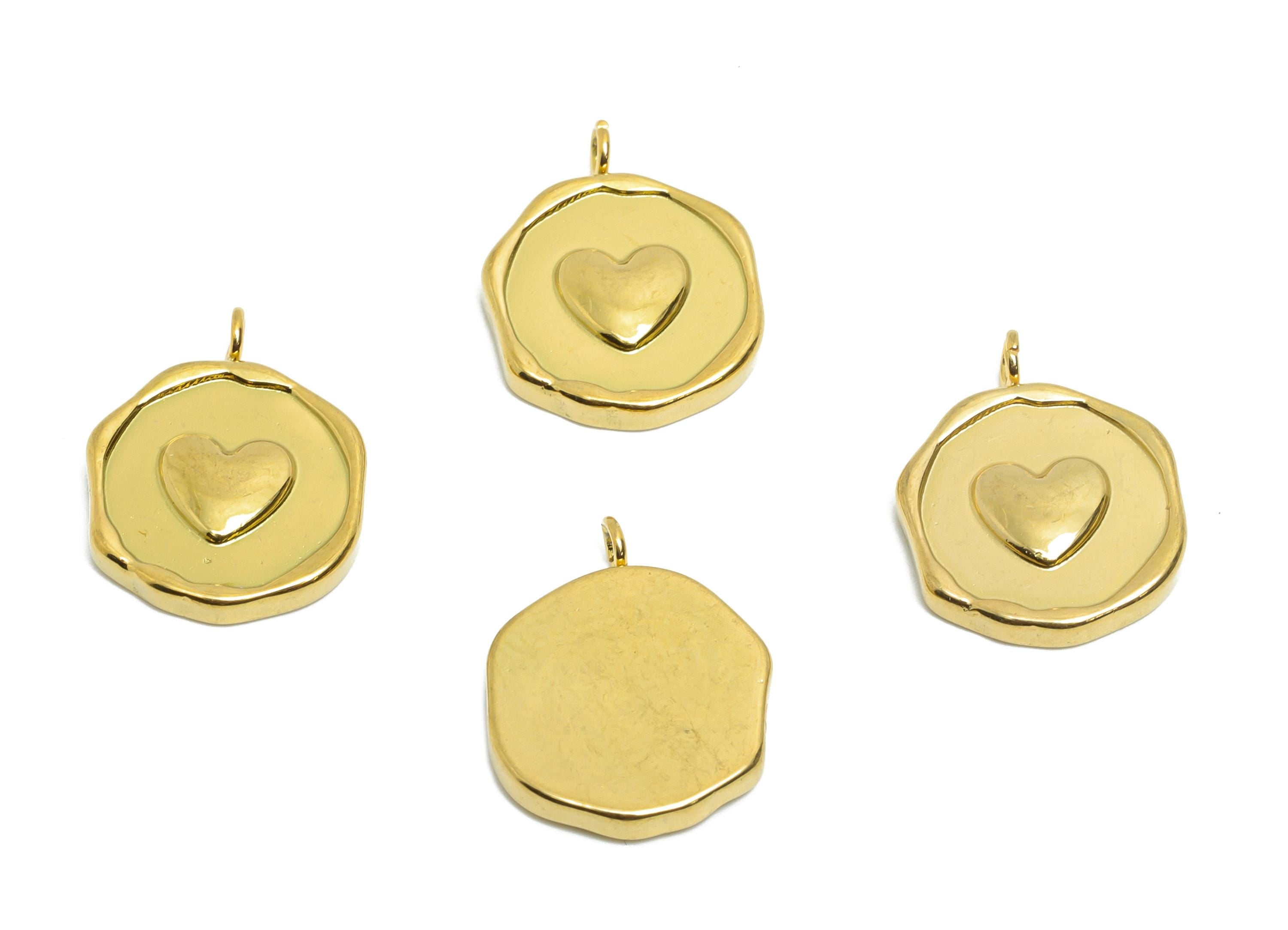 Stainless Steel Heart Charms - Textured Vintage Looking Pendant - Modern Wavy Heart Pendant - Minimalist Steel Jewelry - 16x12x2mm - SS1658 - DOMEDBAZAAR