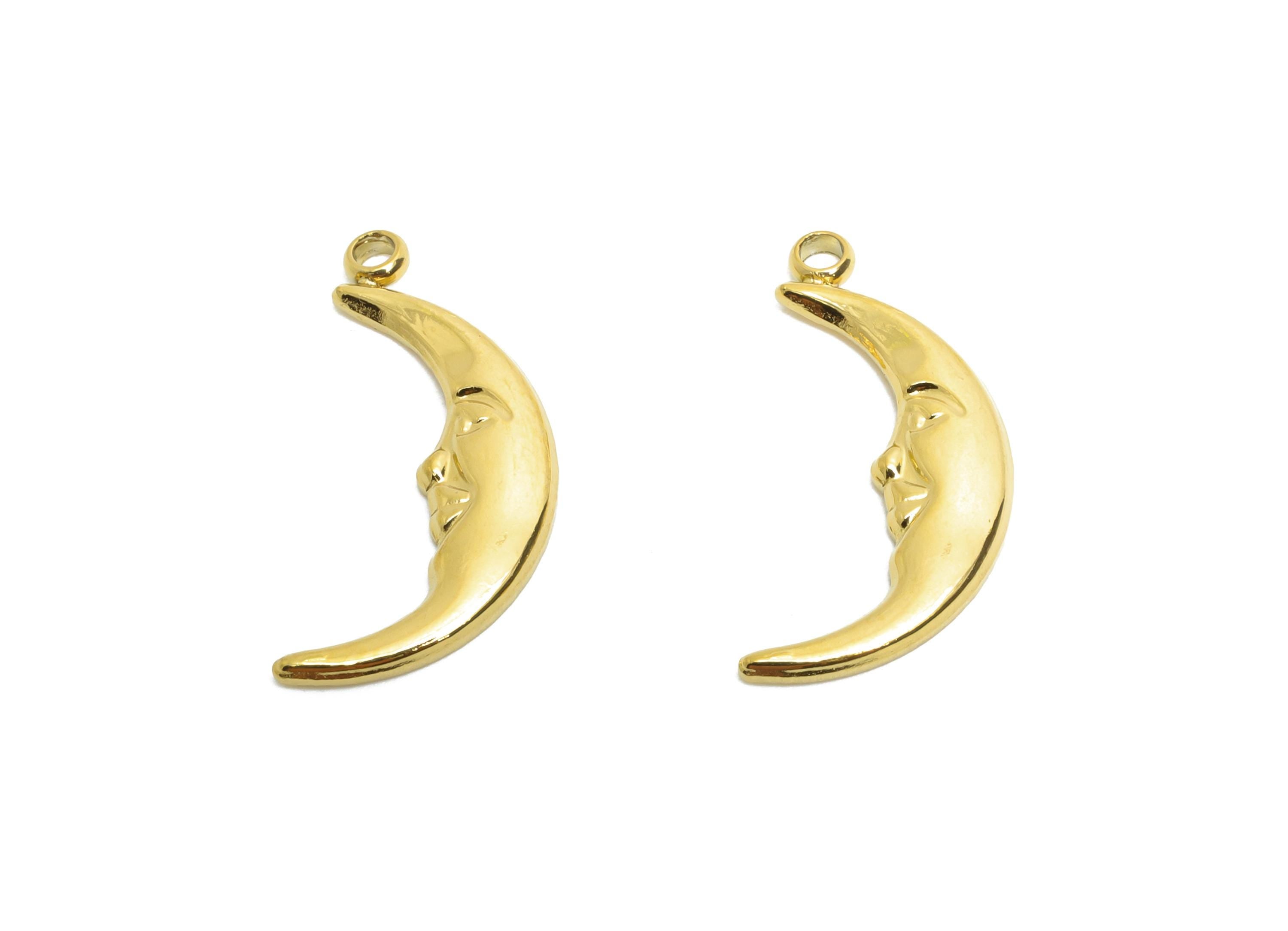 Stainless Steel Crescent Charms - Modern Celestial Moon Face Charms - 316L Stainless Steel - Minimalist Jewelry - 18.64x8.1x1.56mm - SS1650 - DOMEDBAZAAR