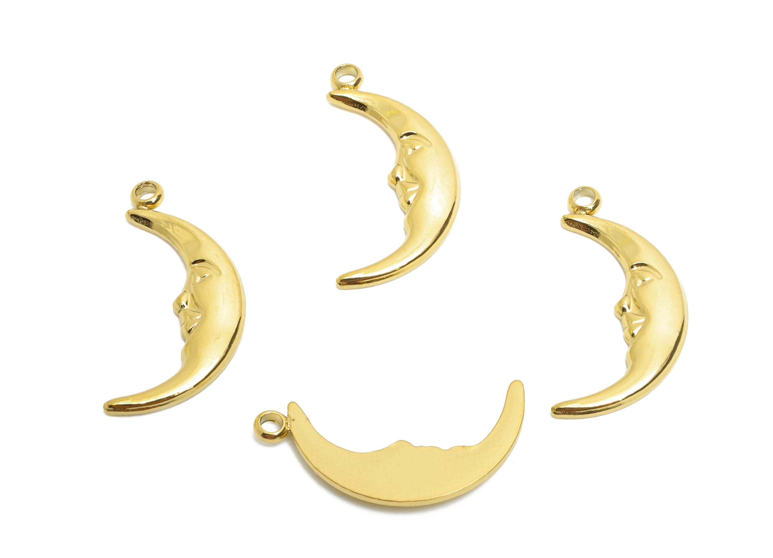 Stainless Steel Crescent Charms - Modern Celestial Moon Face Charms - 316L Stainless Steel - Minimalist Jewelry - 18.64x8.1x1.56mm - SS1650 - DOMEDBAZAAR