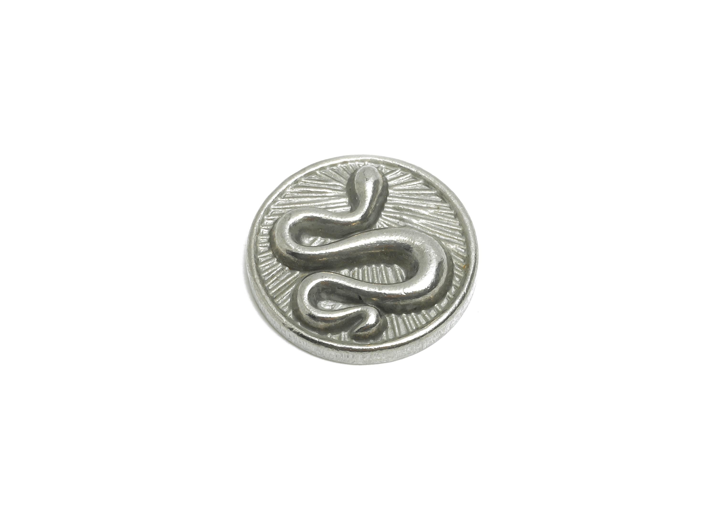 Stainless Steel Snake Charms - Snake Motif Charm - Round Snake Charm - Vintage Looking Charm - Stainless Steel Jewelry - 15x15x3mm - SS2066 - DOMEDBAZAAR